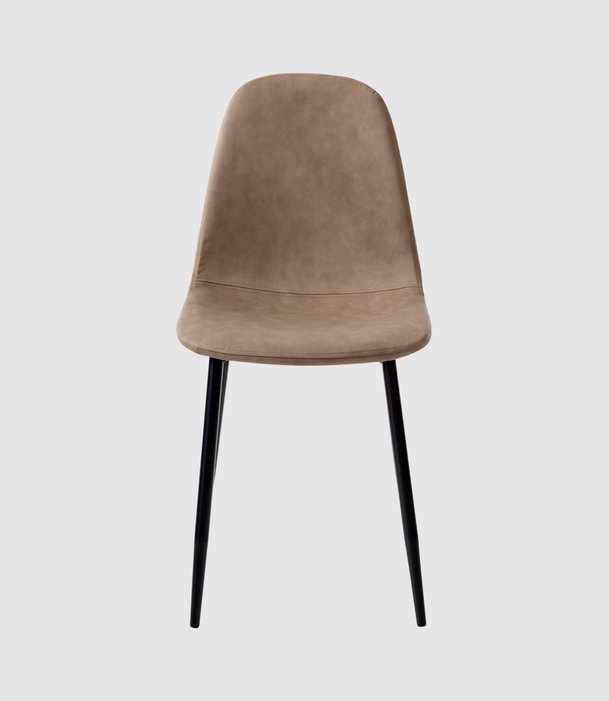 2x Upholstered chair with slender legs faux leather brown