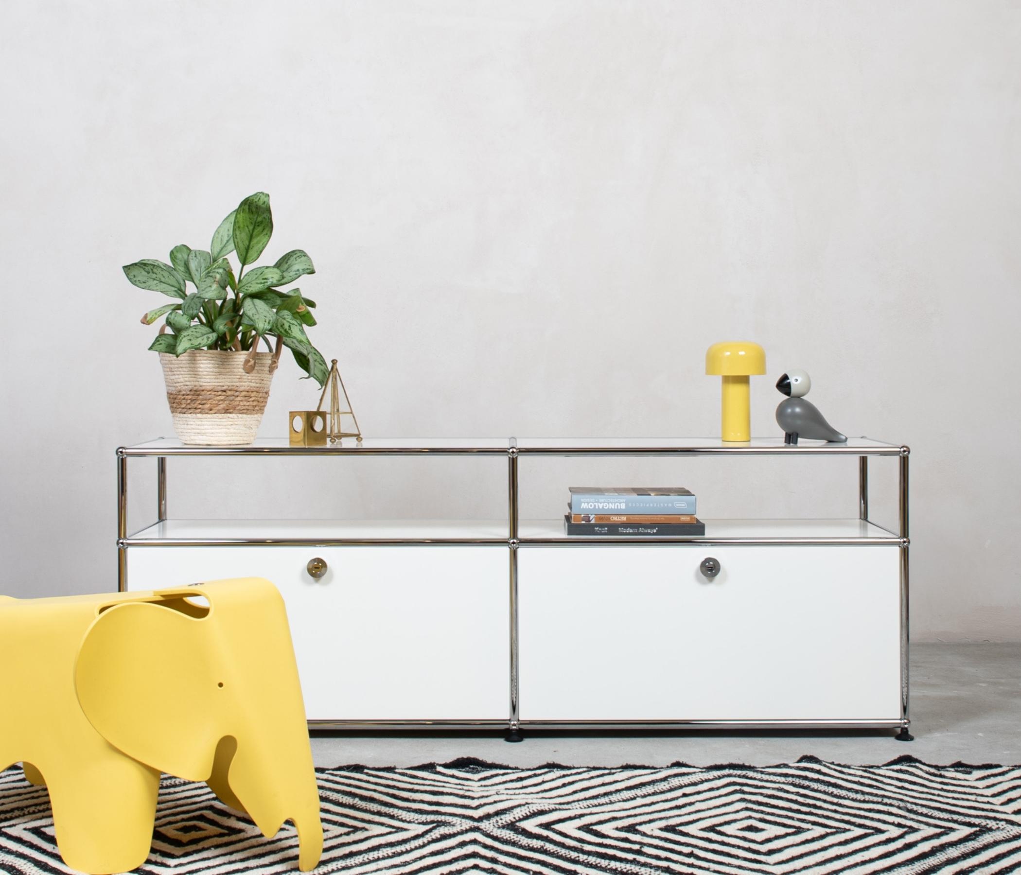 USM Haller Sideboard 2x1 Fächer Aufbau Reinweiß