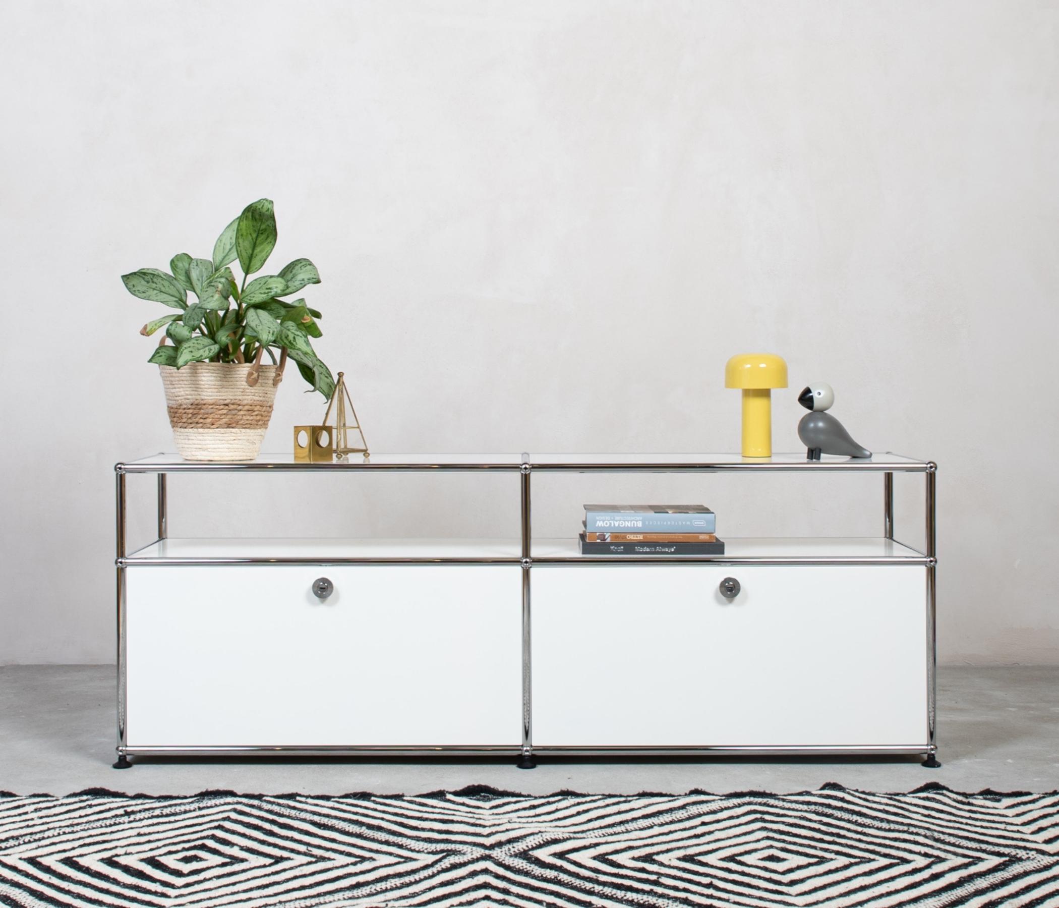 USM Haller Sideboard 2x1 Fächer Aufbau Reinweiß