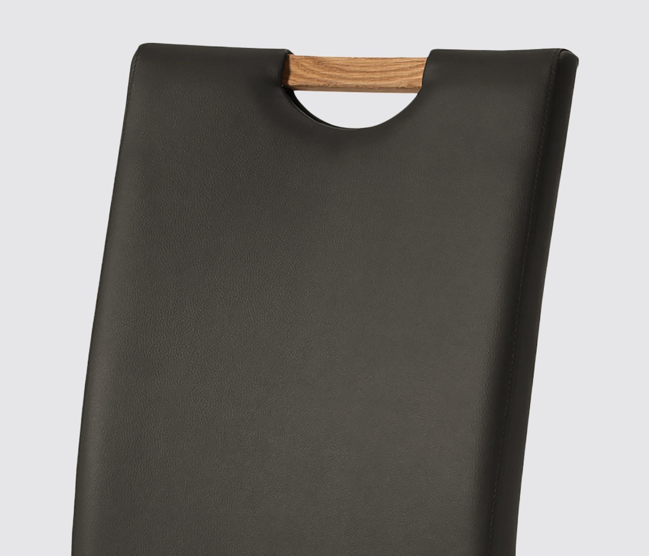 2x Dining chair faux leather with oak accents