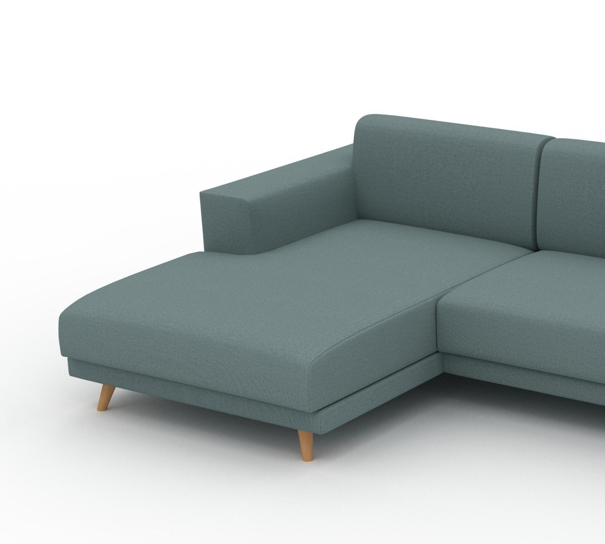Ecksofa TYME im Scandi Style Récamiere Links Taubenblau
