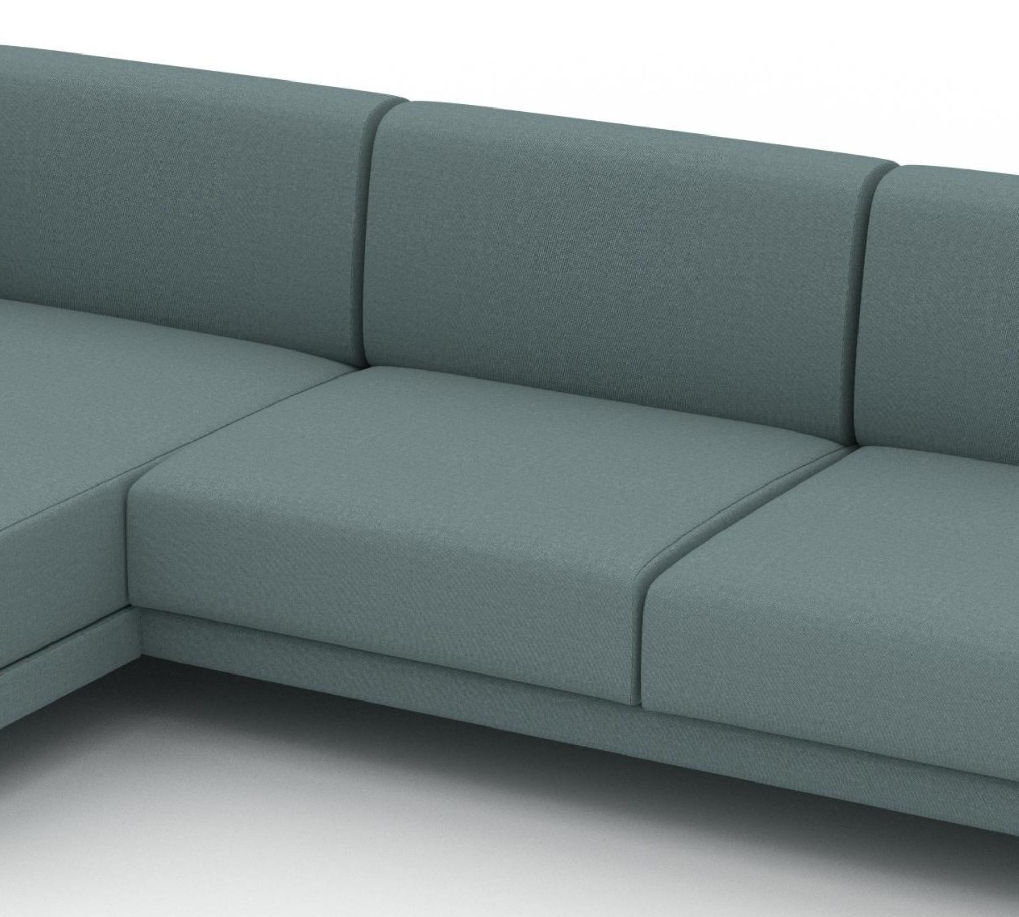 Ecksofa TYME im Scandi Style Récamiere Links Taubenblau