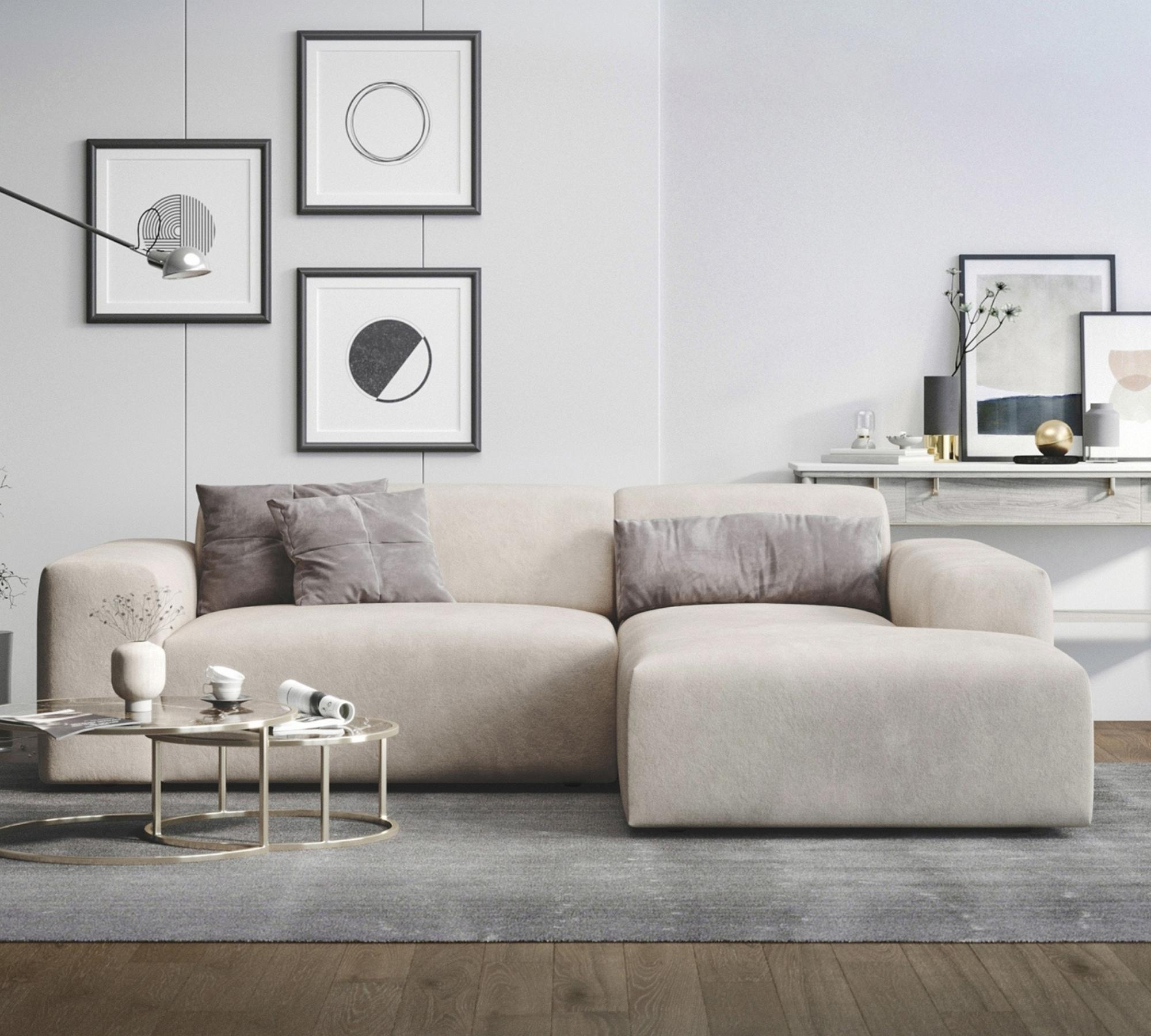 2-Sitzer Karen Récamiere Rechts Samt Beige