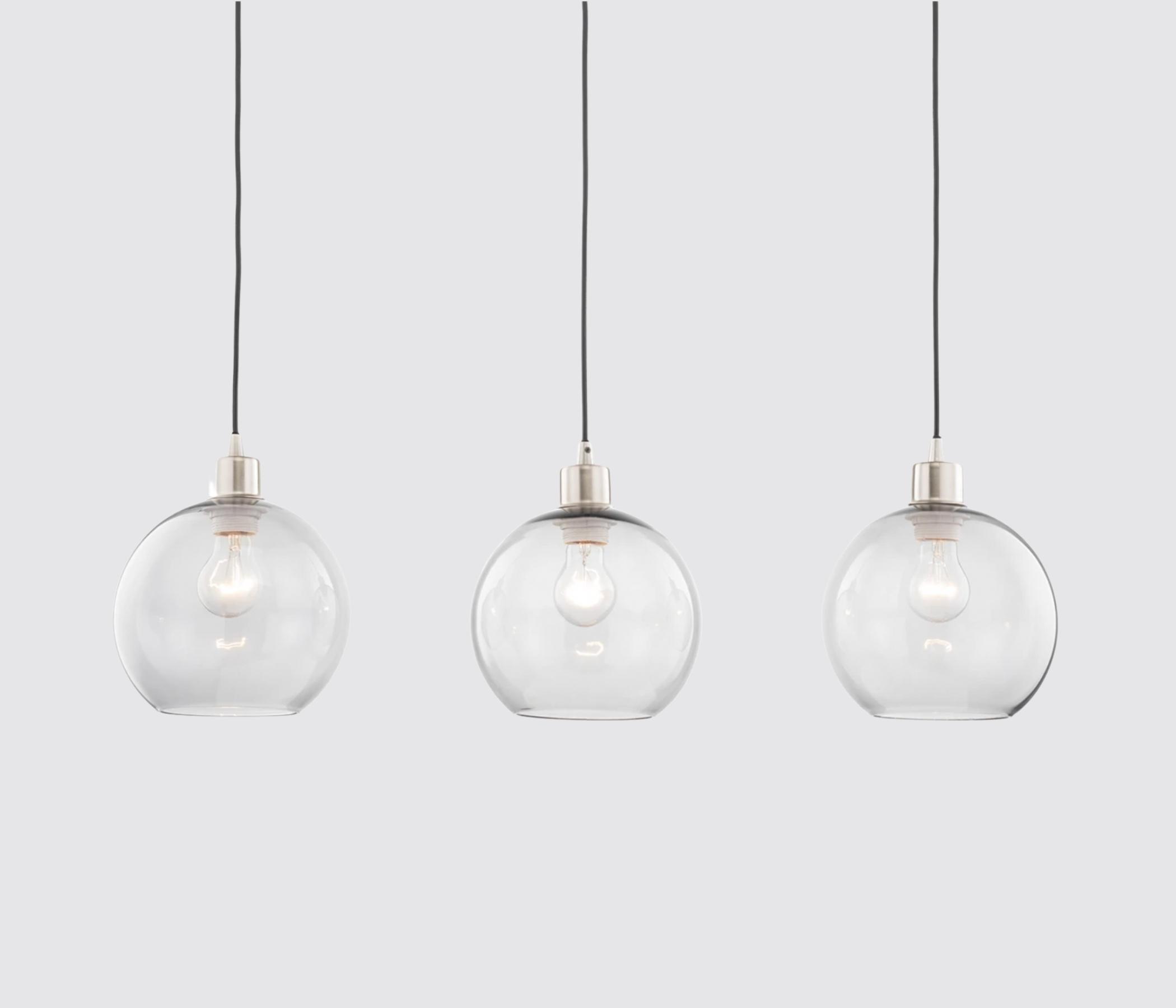 Pendant lamp Elven II Iron / Glass 3-lamp