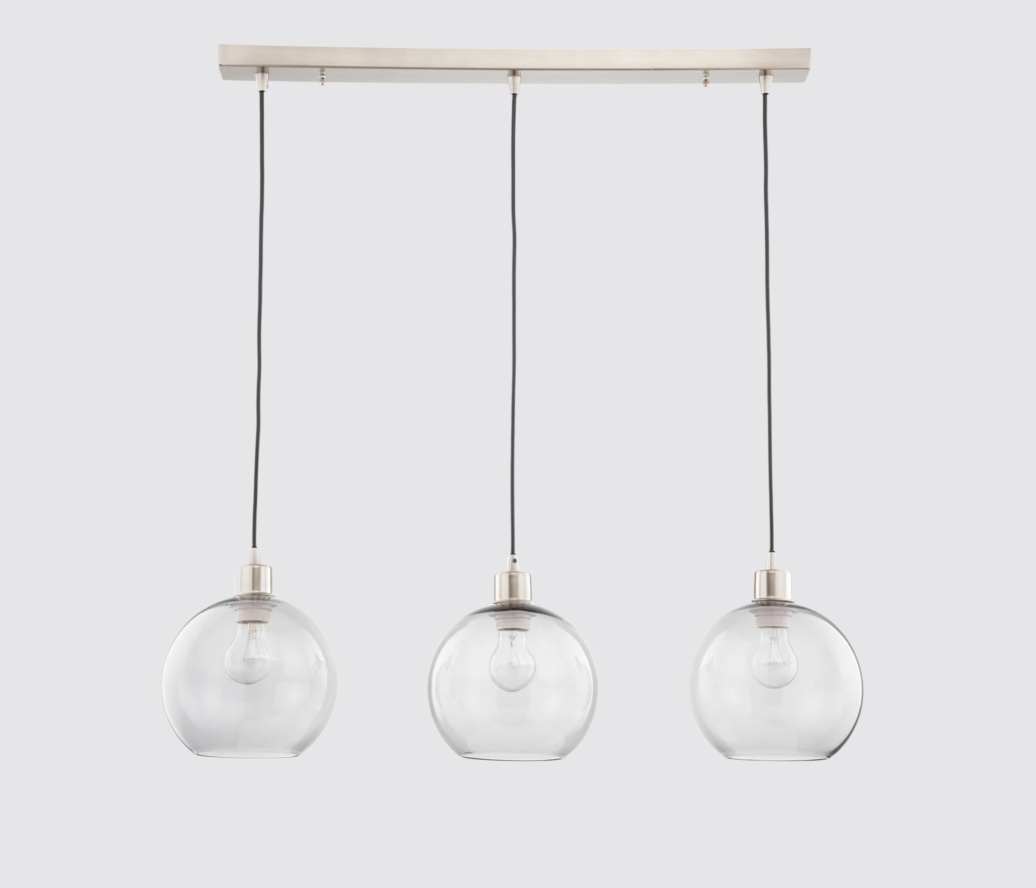 Pendant lamp Elven II Iron / Glass 3-lamp