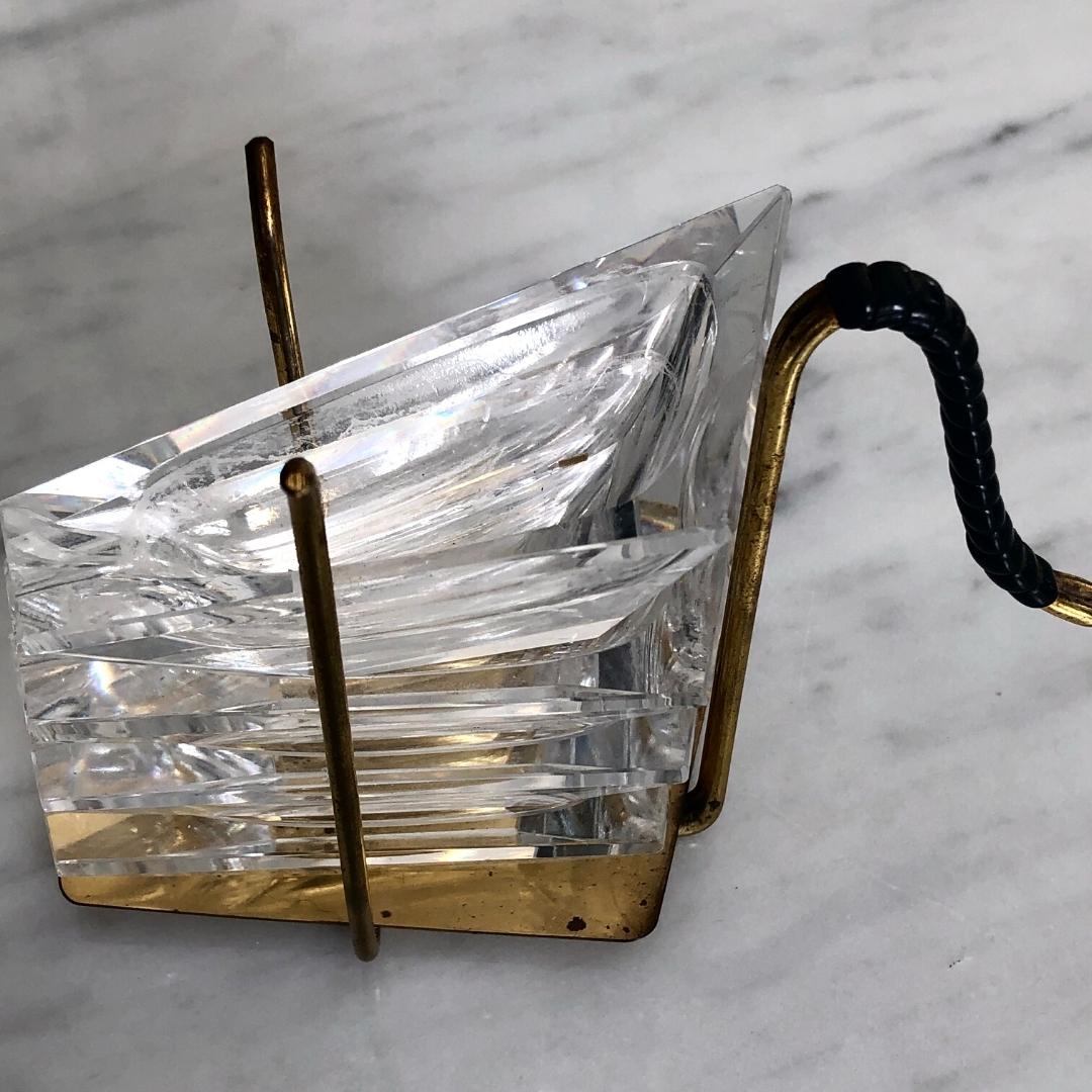 Vintage Aschenbecher 50er Jahre Messing Glas