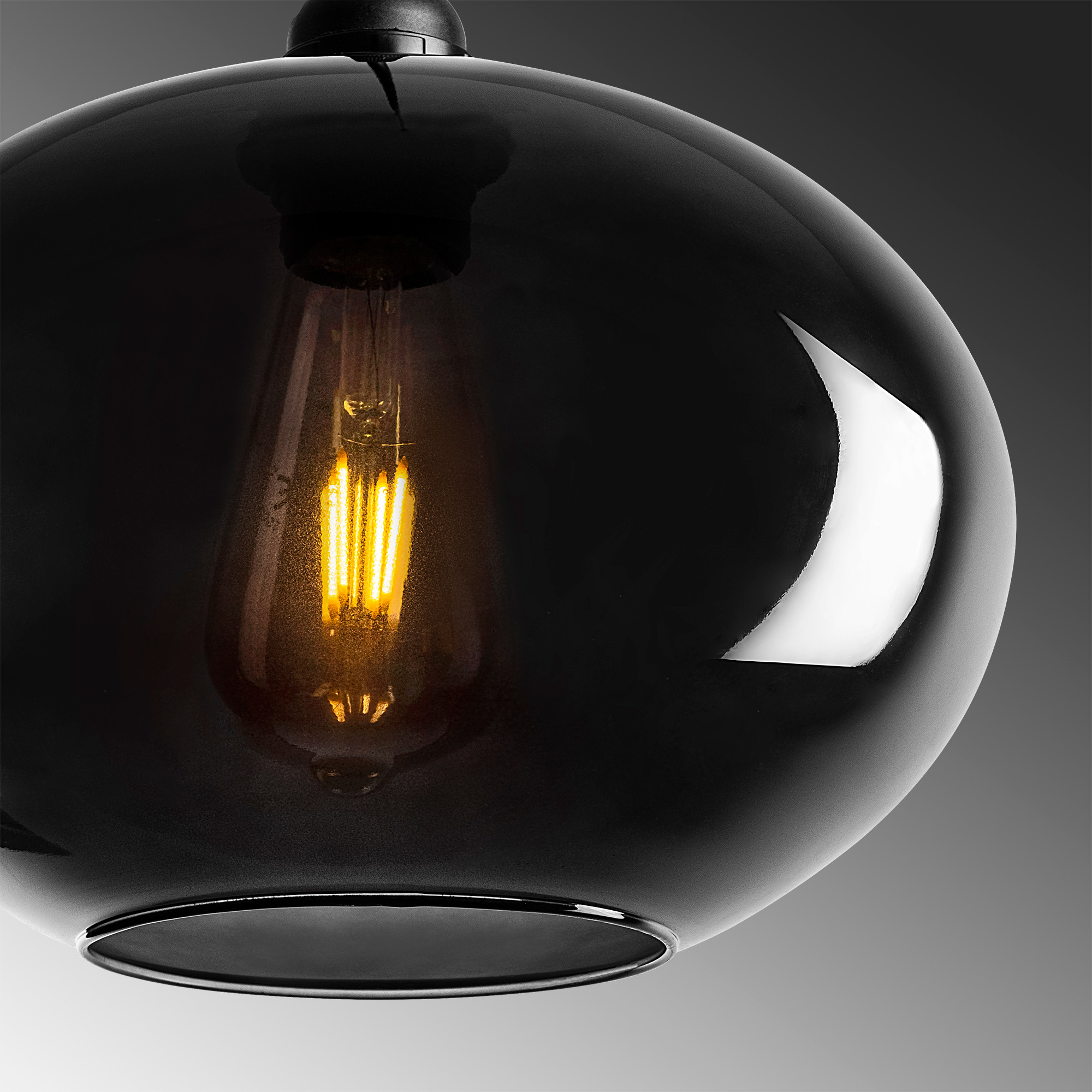 Pendant lamp 3 elements metal smoke-colored