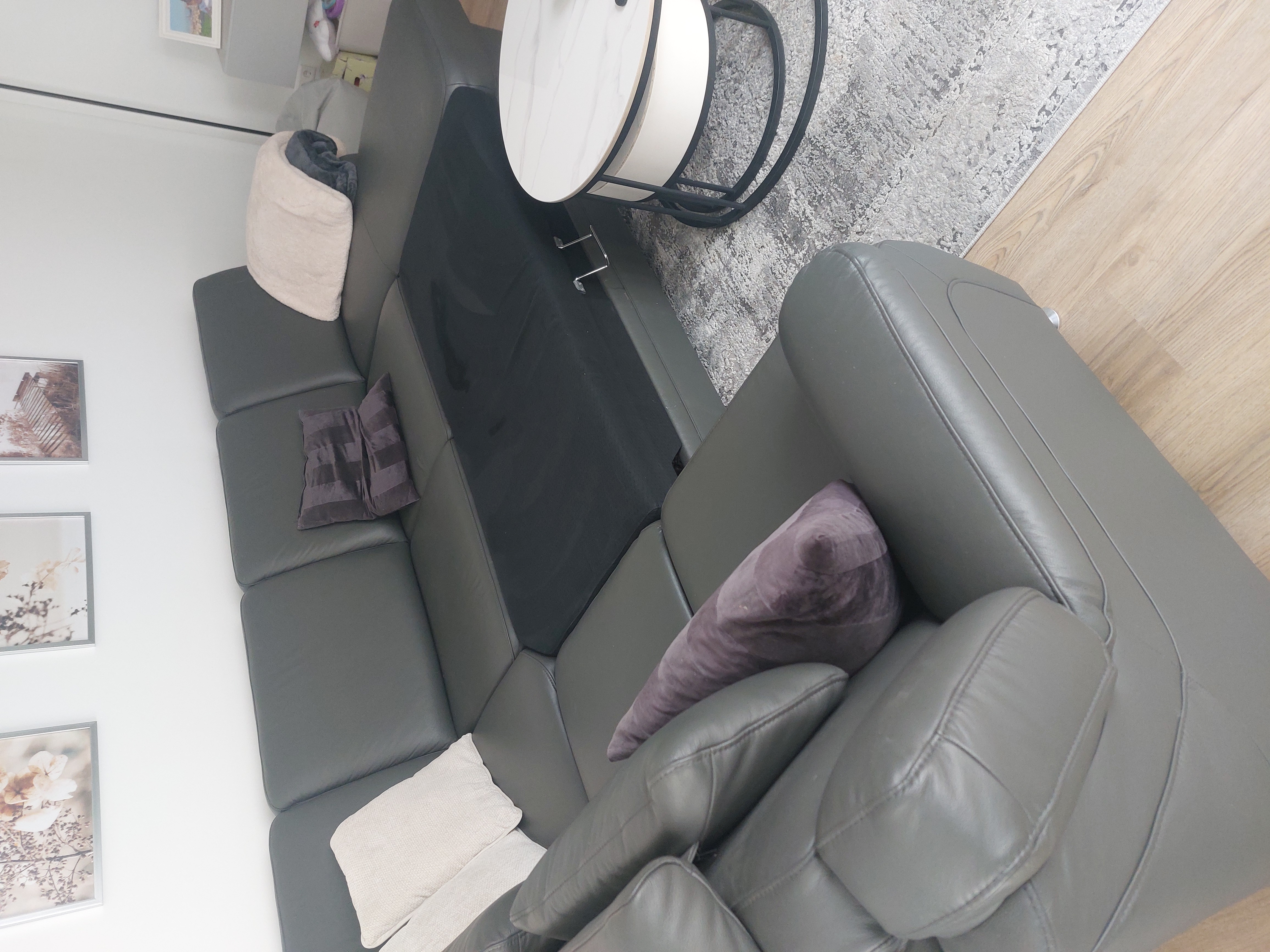 Sofa Leder Anthrazit 