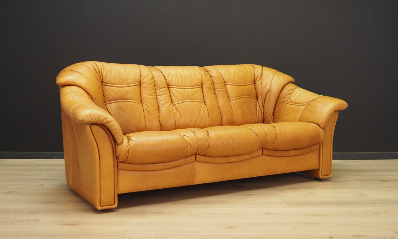 Vintage Sofa 3-Sitzer und Sessel Leder Cognac 1970er Jahre