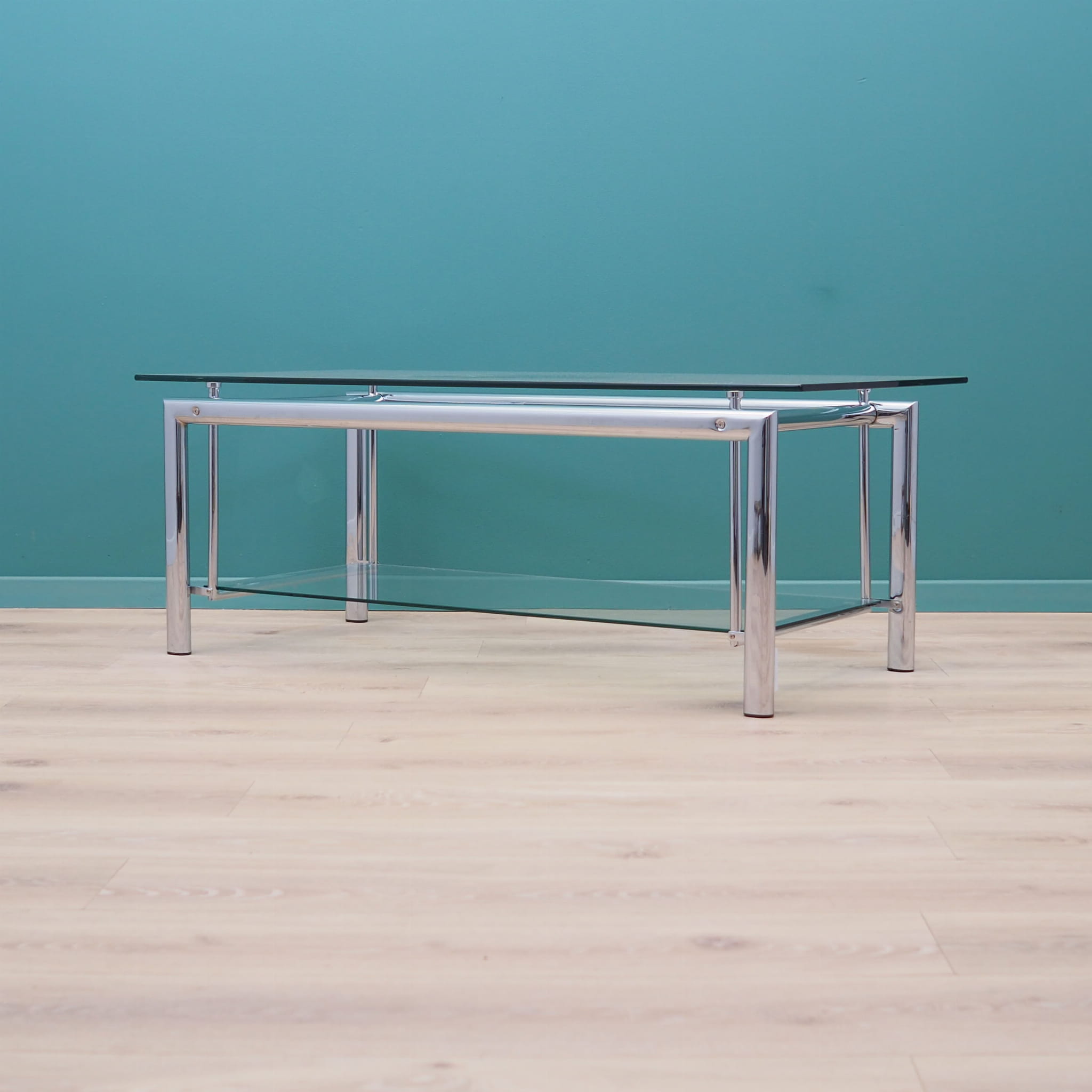 Vintage Coffee Table Glass Metal Transparent 1970s