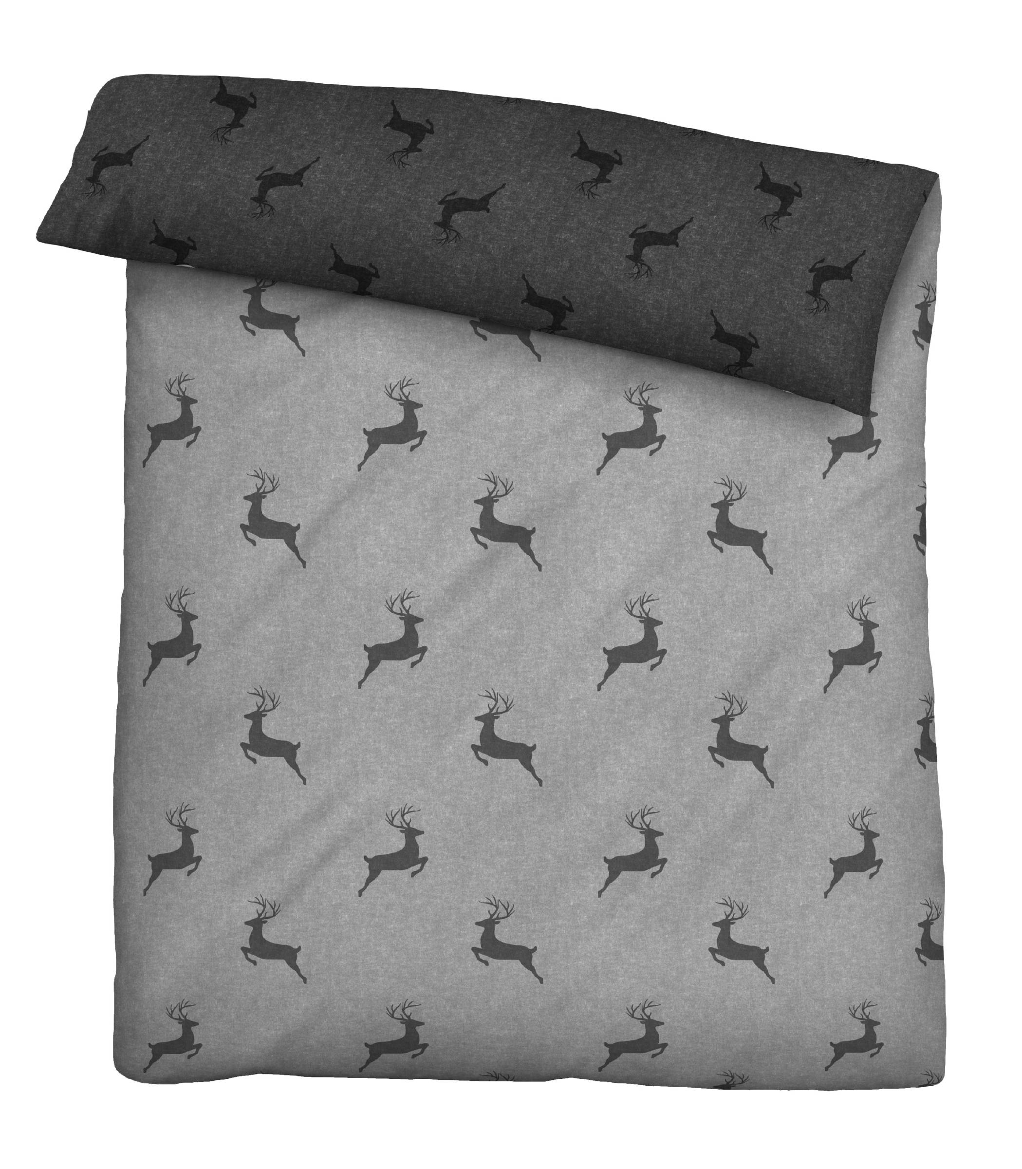 Rosin Bettwäsche-Set Melange-Flanell Grau 135x200cm