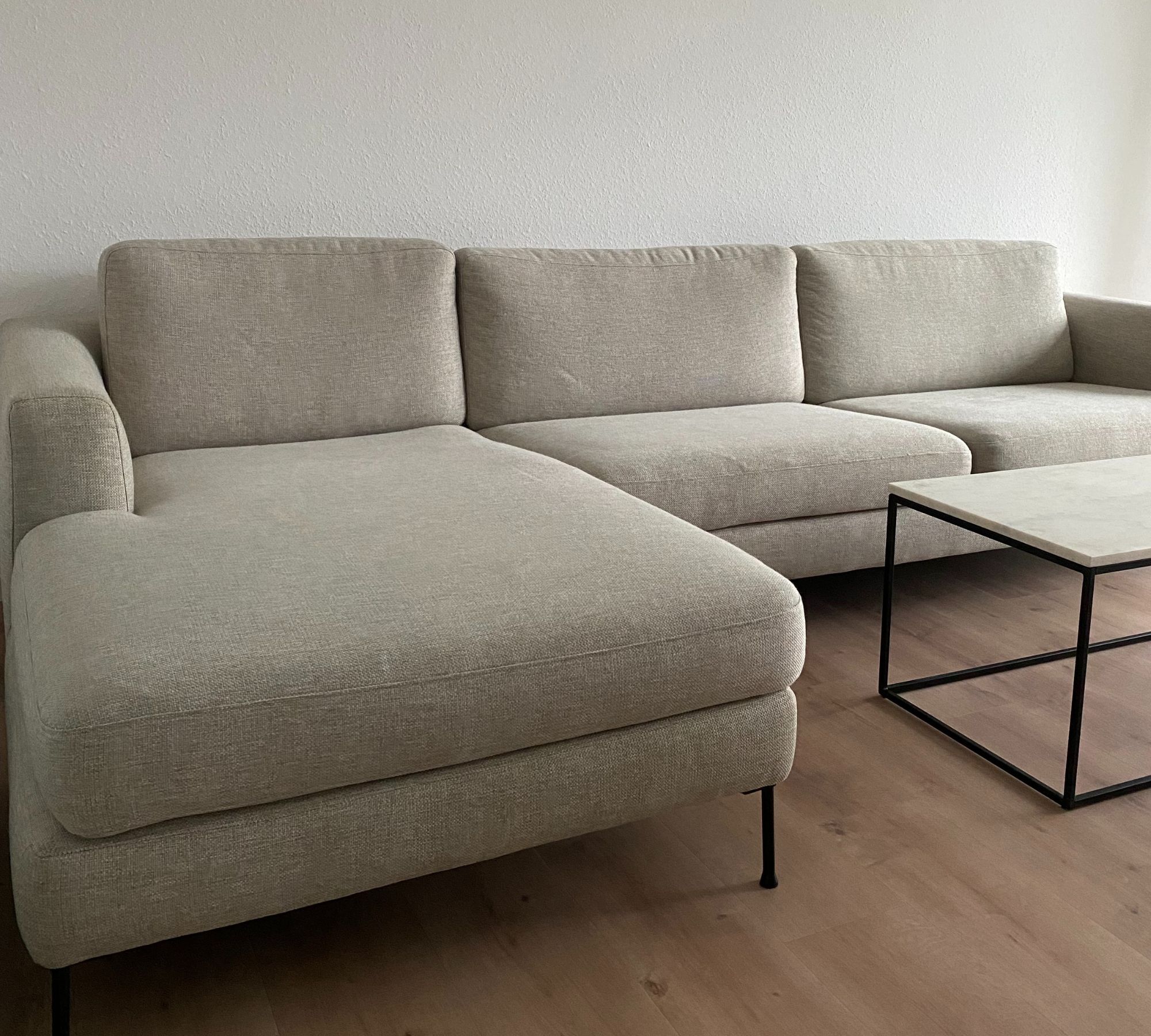 Cucita Sofa 4-Sitzer Récamiere Links Webstoff Grau