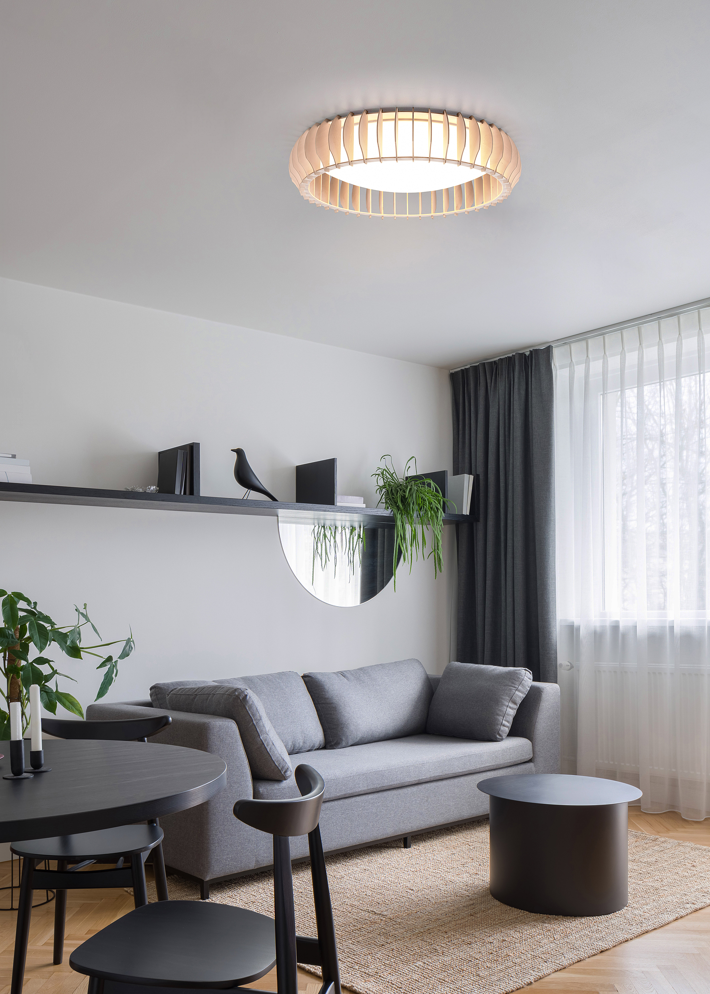 Monte LED-Deckenleuchte Eisen Kiefer Weiß Ø 60cm