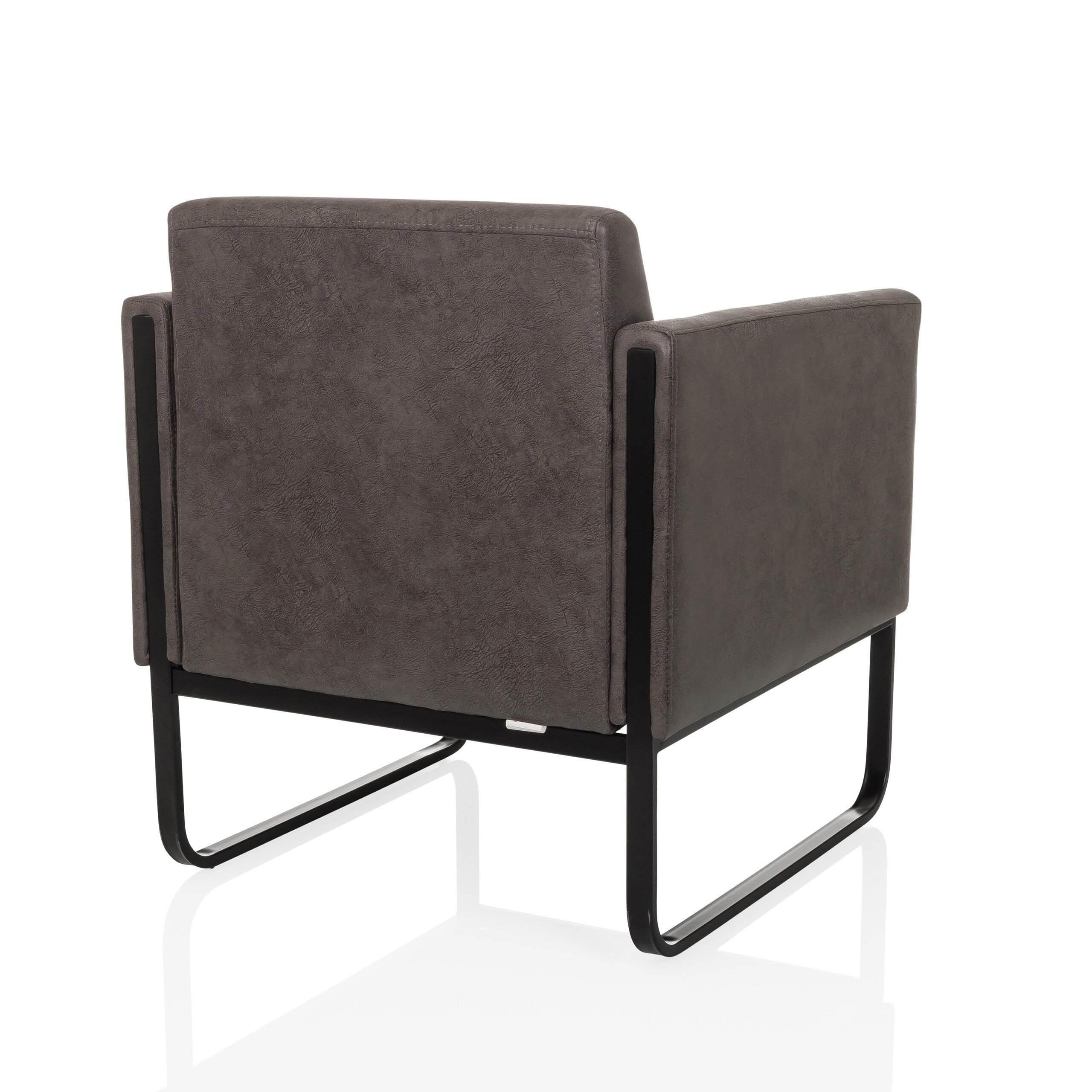 Aruba Retro Loungesessel Kunstleder Grau