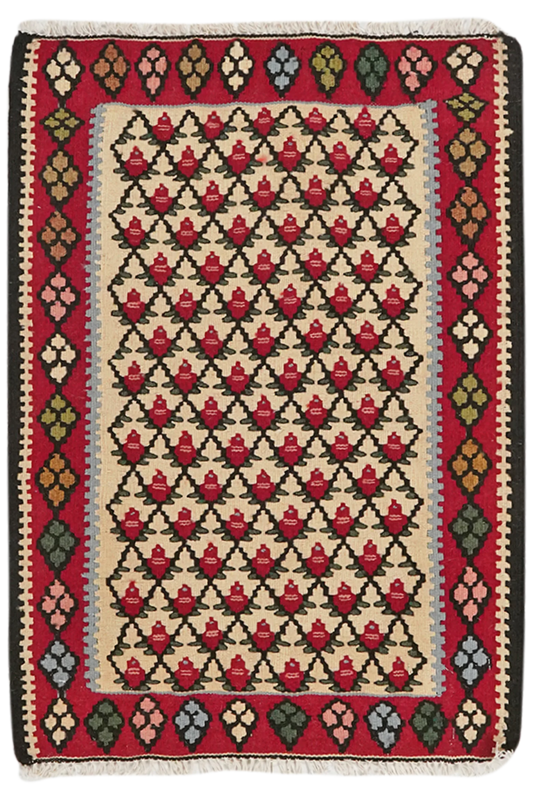 Kilim Senneh Teppich Braun