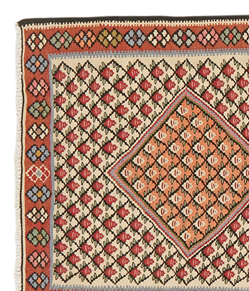 Kilim Senneh Teppich Braun