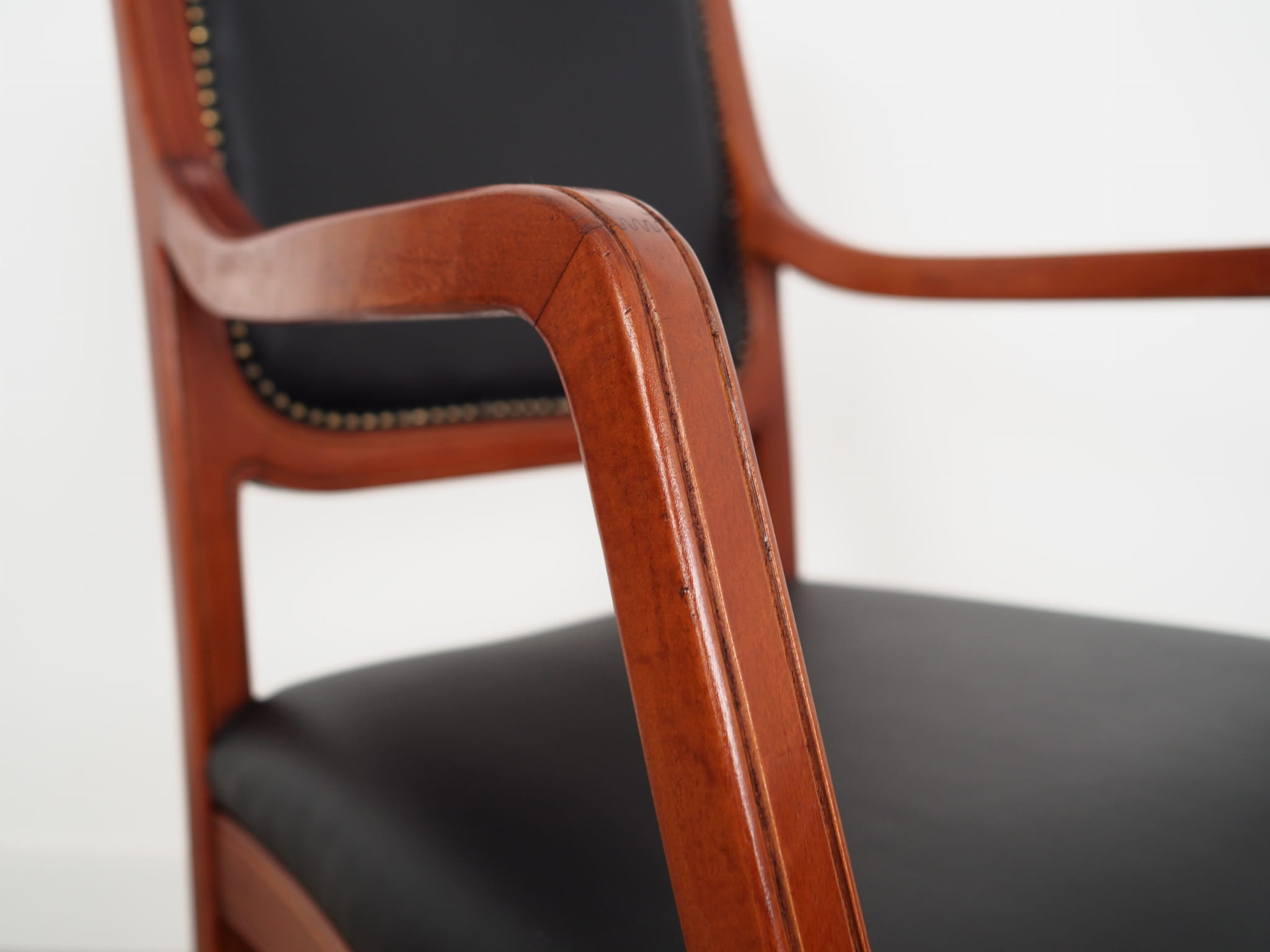 Chair Wood Leather Black 1970s
