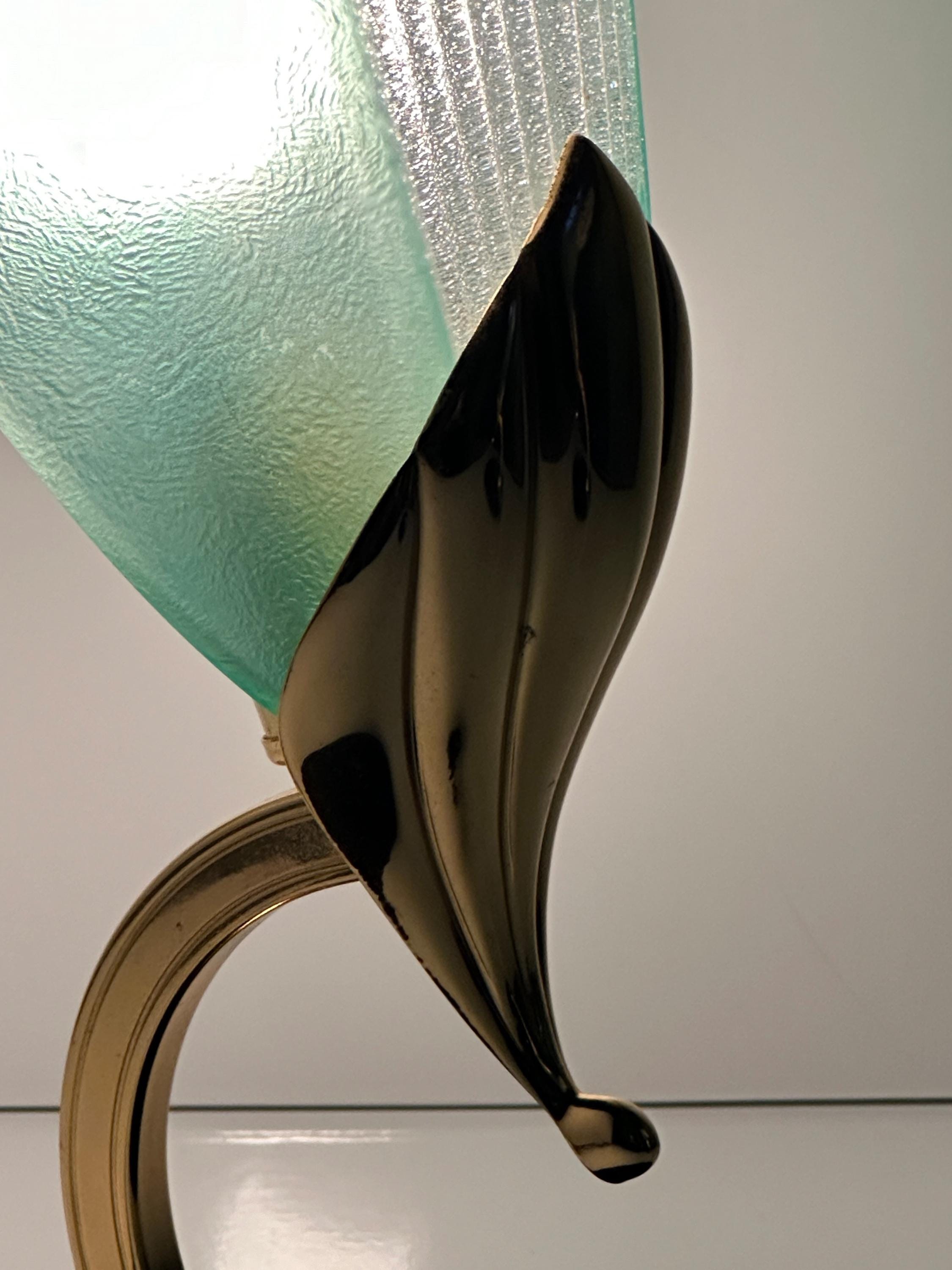 2x Vintage table lamp glass brass 1980s