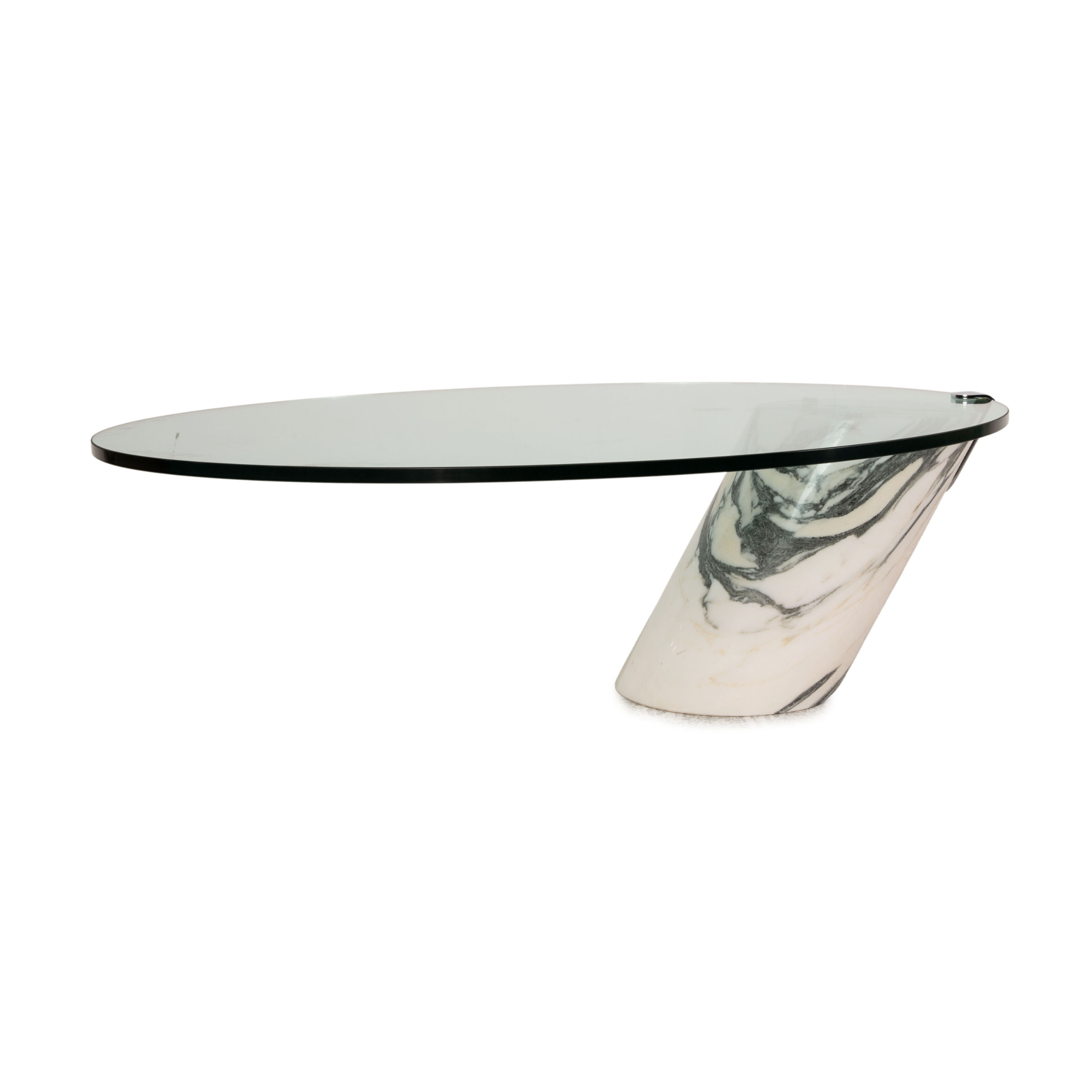 K1000 Couchtisch Glas Marmor Creme