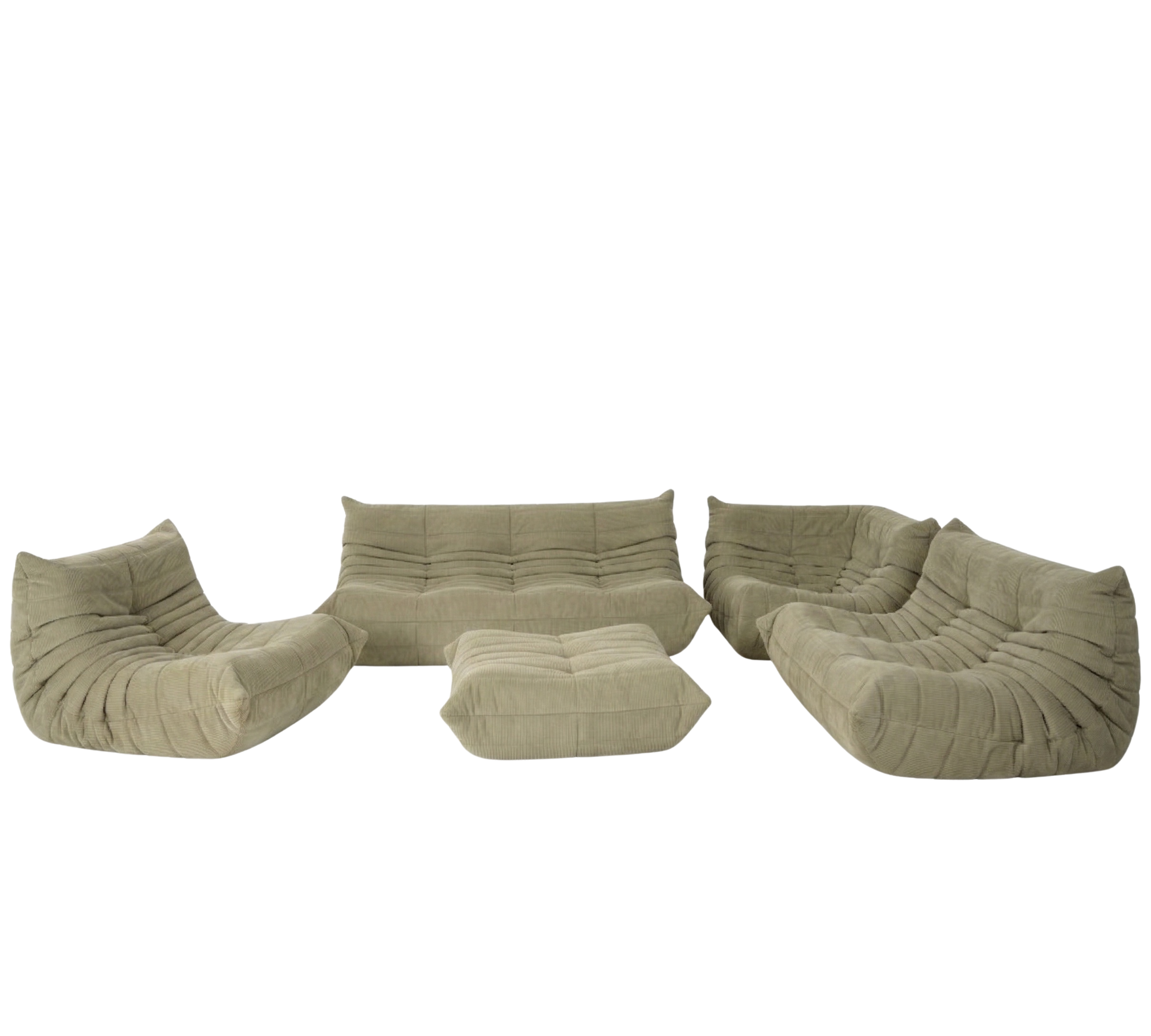 Togo Lounge-Set 5-teilig Cord Salbeigrün