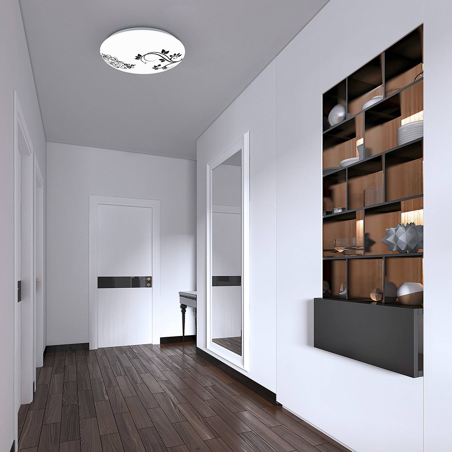 Typical LED ceiling light Plastic White Black