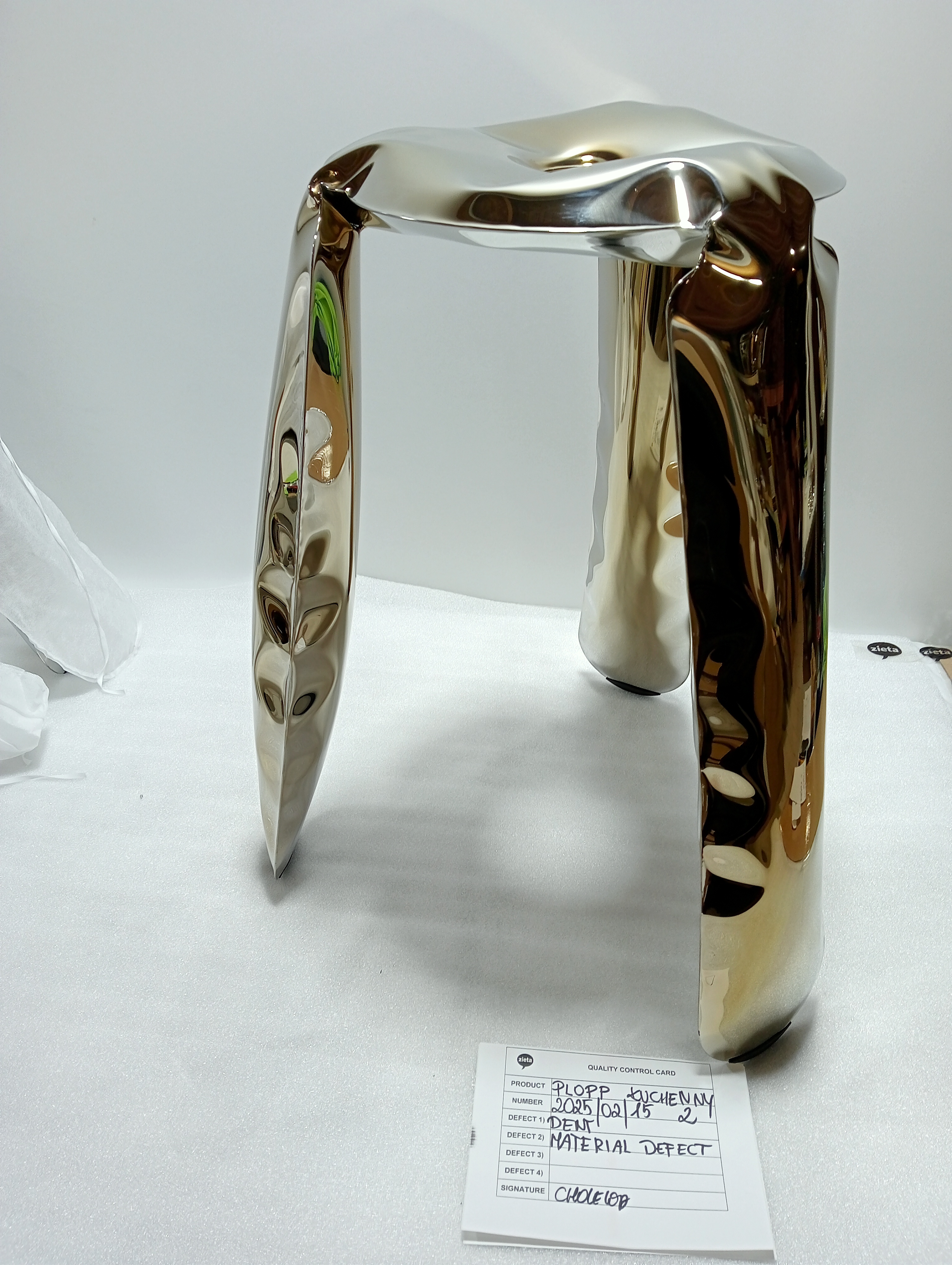 Plopp Kitchen stool stainless steel Inox Gold Heat