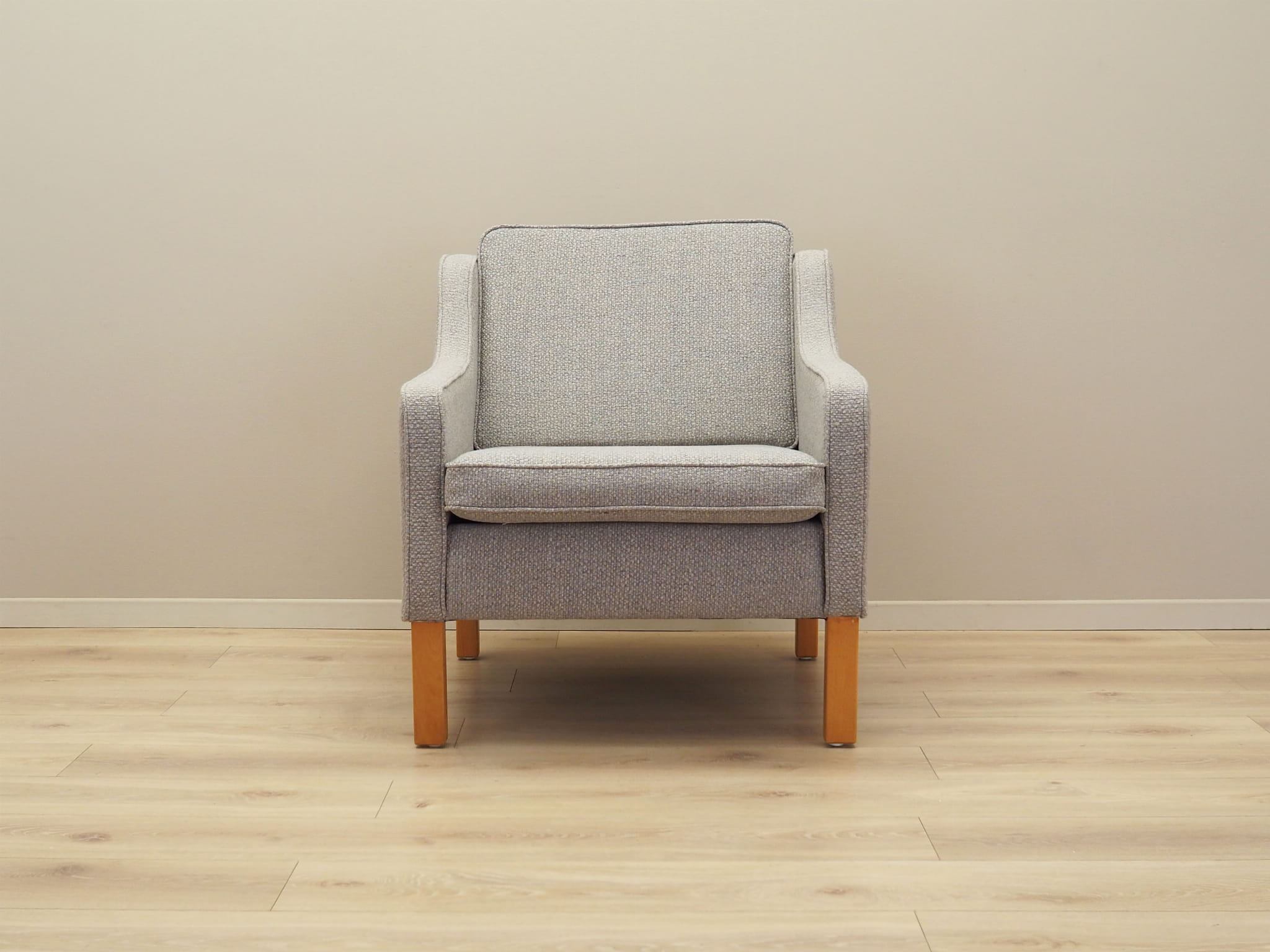 Vintage armchair beech wood textile grey 1970s