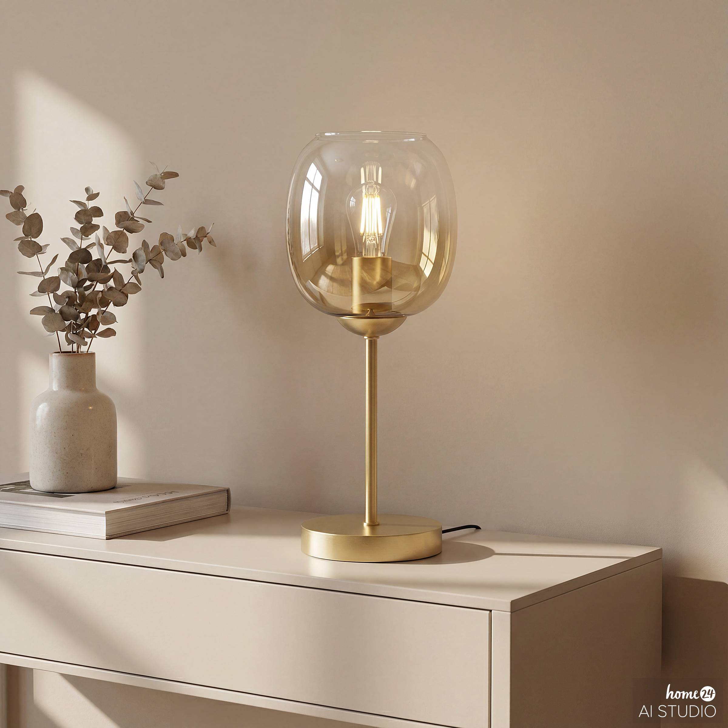 Armta Tischleuchte Glas Eisen Gold