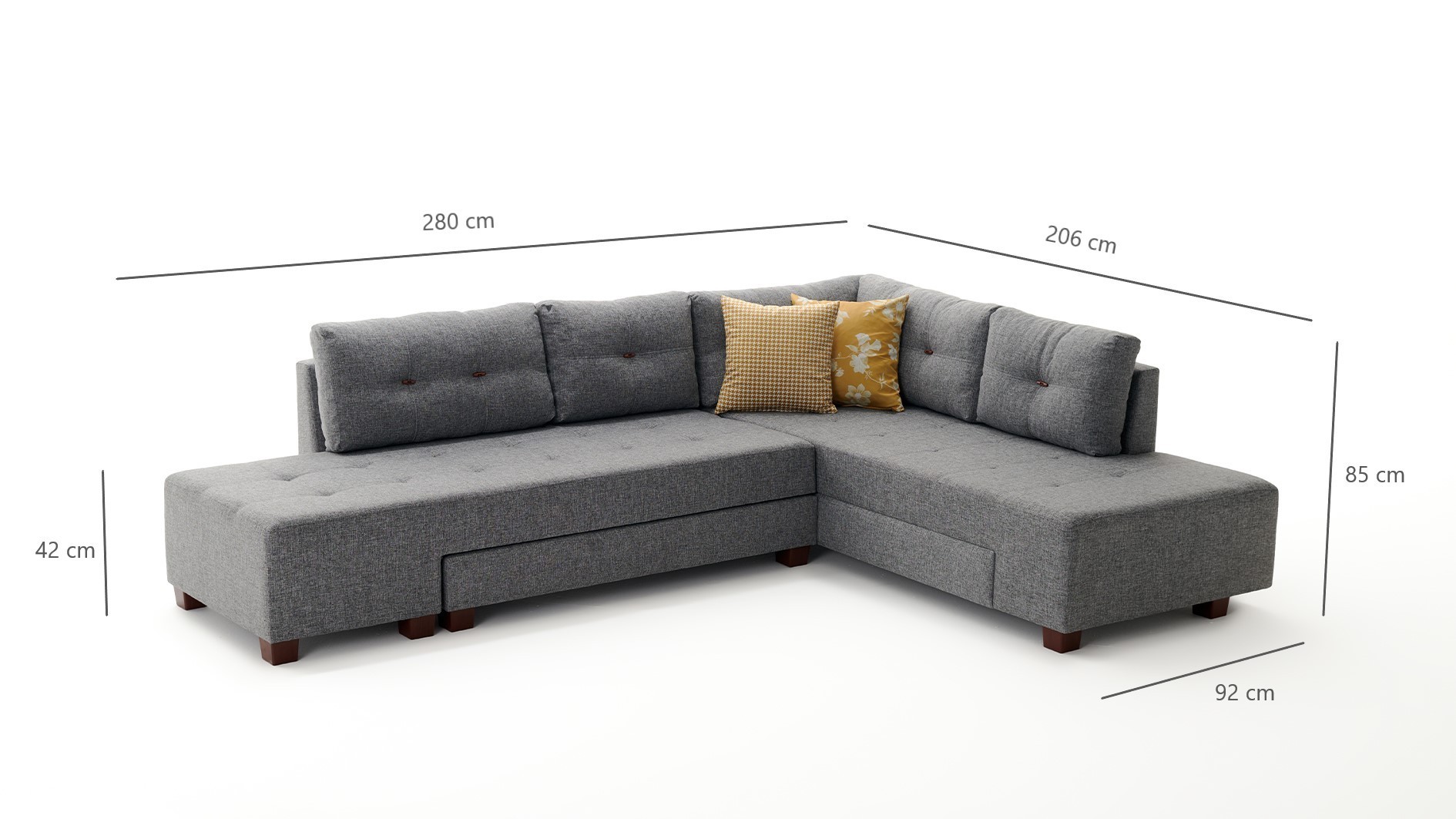 Manama Corner Sofa Bed Right - Grey