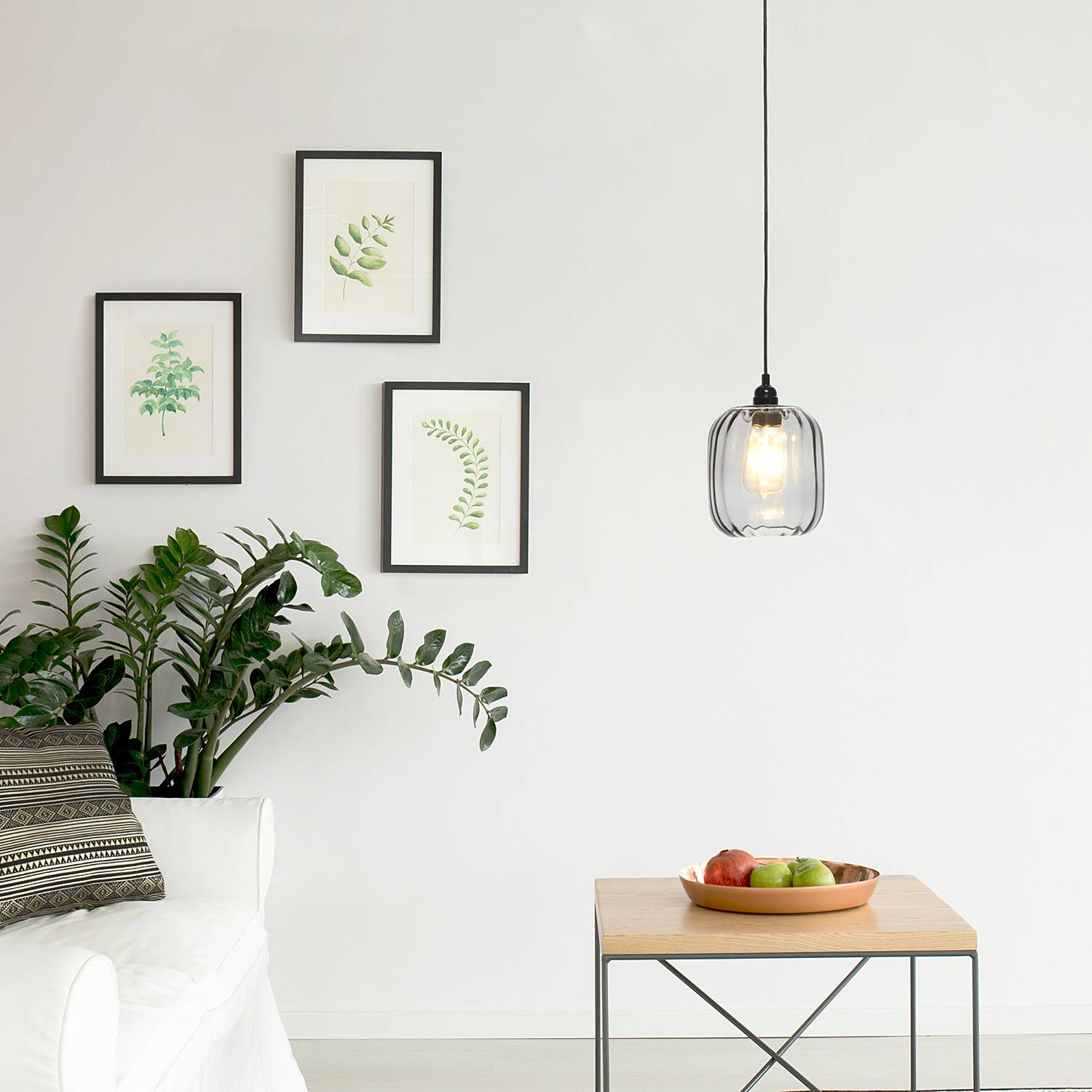 Gloria 125 Hängeleuchte 1-flammig Glas Grau