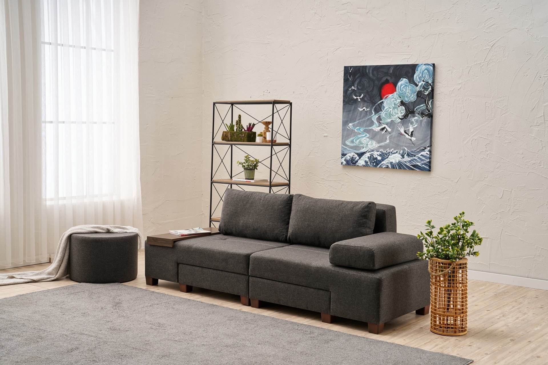 Perenna Sofa 3-Sitzer Leinen Anthrazit