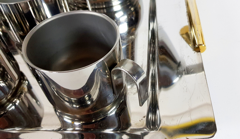 Vintage Espresso-Set Edelstahl Silber