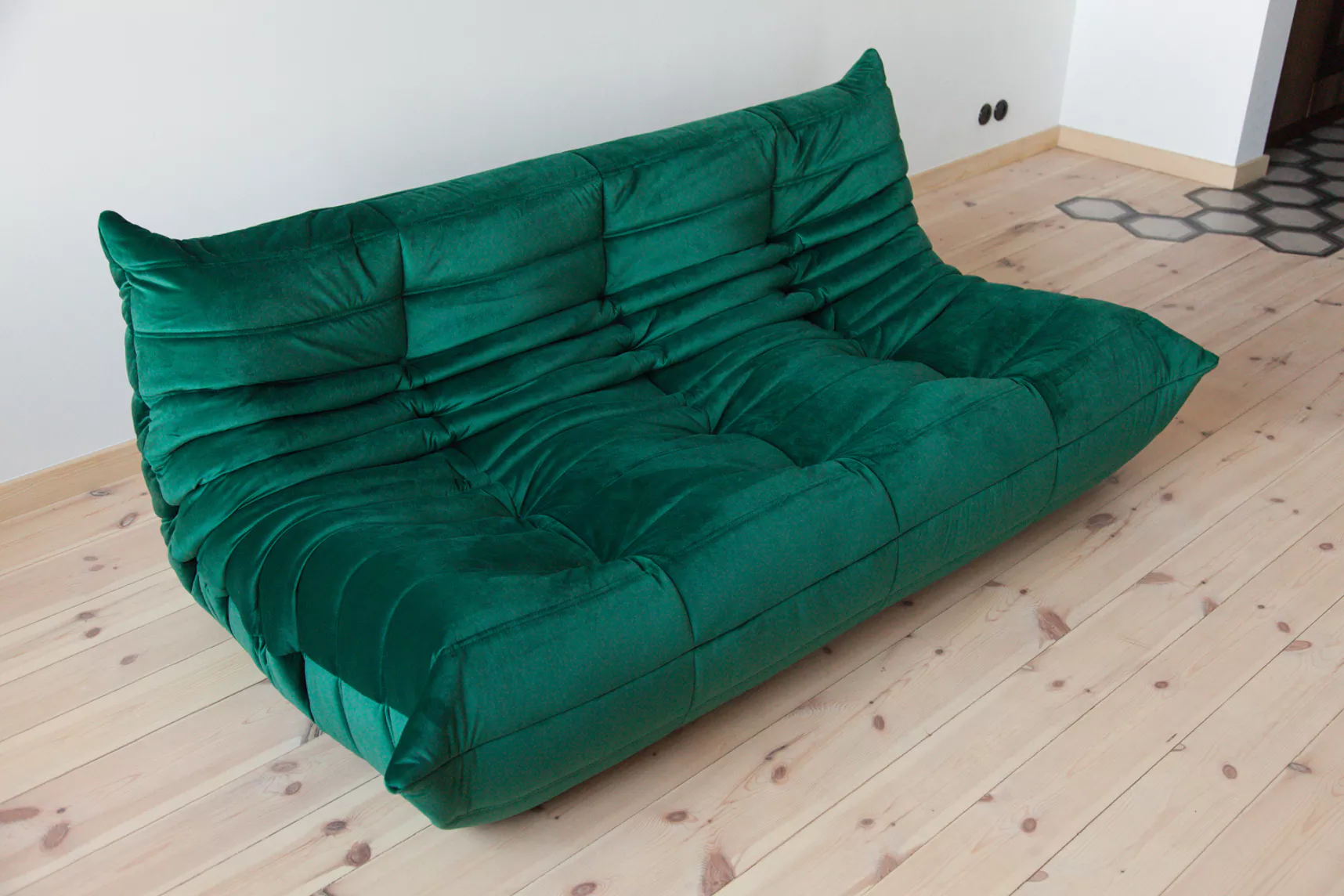 Togo Sofa 3-Sitzer Samt Smaragdgrün