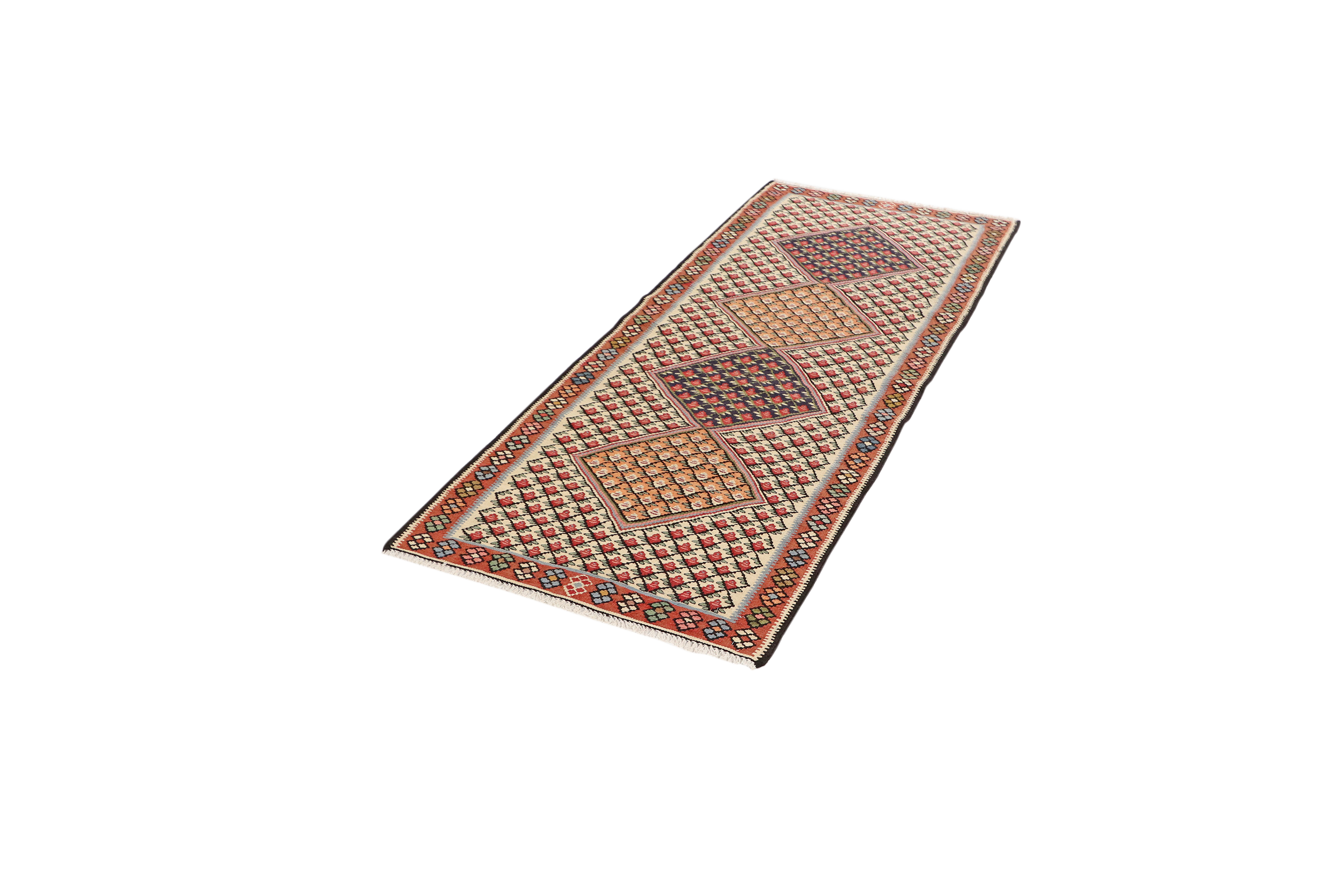 Kilim Senneh Teppich Braun