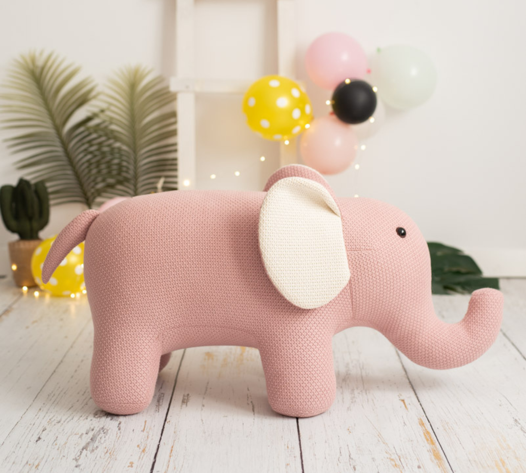 Elefant Maxi Plüschtier Baumwolle Holz Rosa