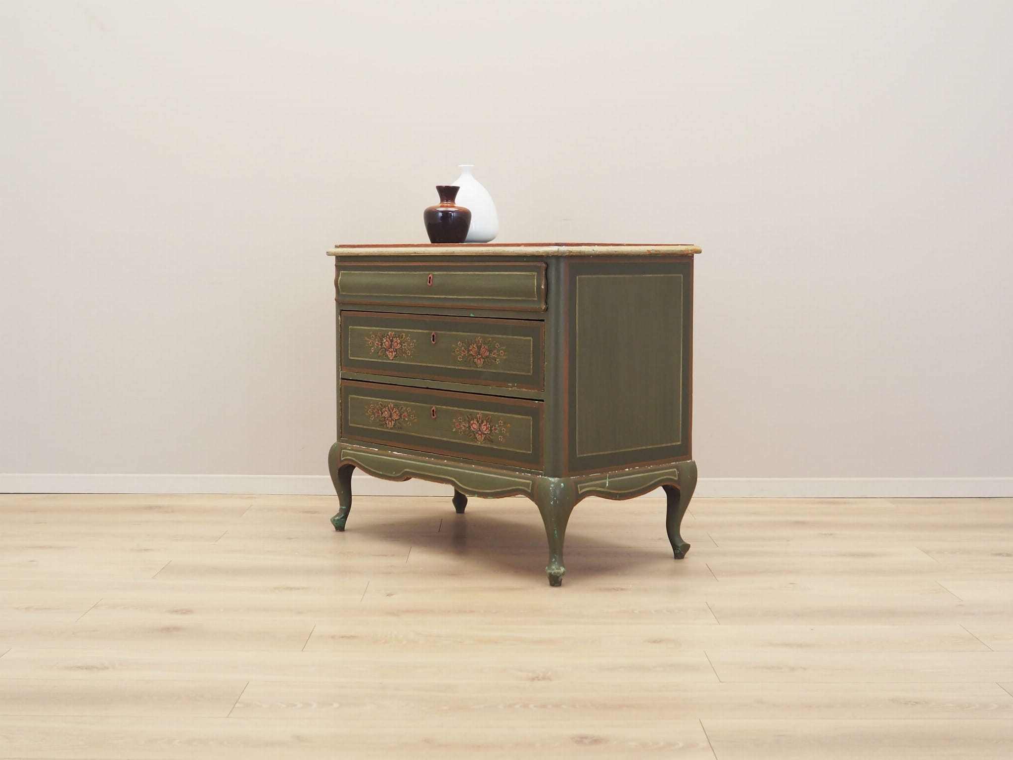 Vintage Kommode Kiefernholz Grün 1950er Jahre