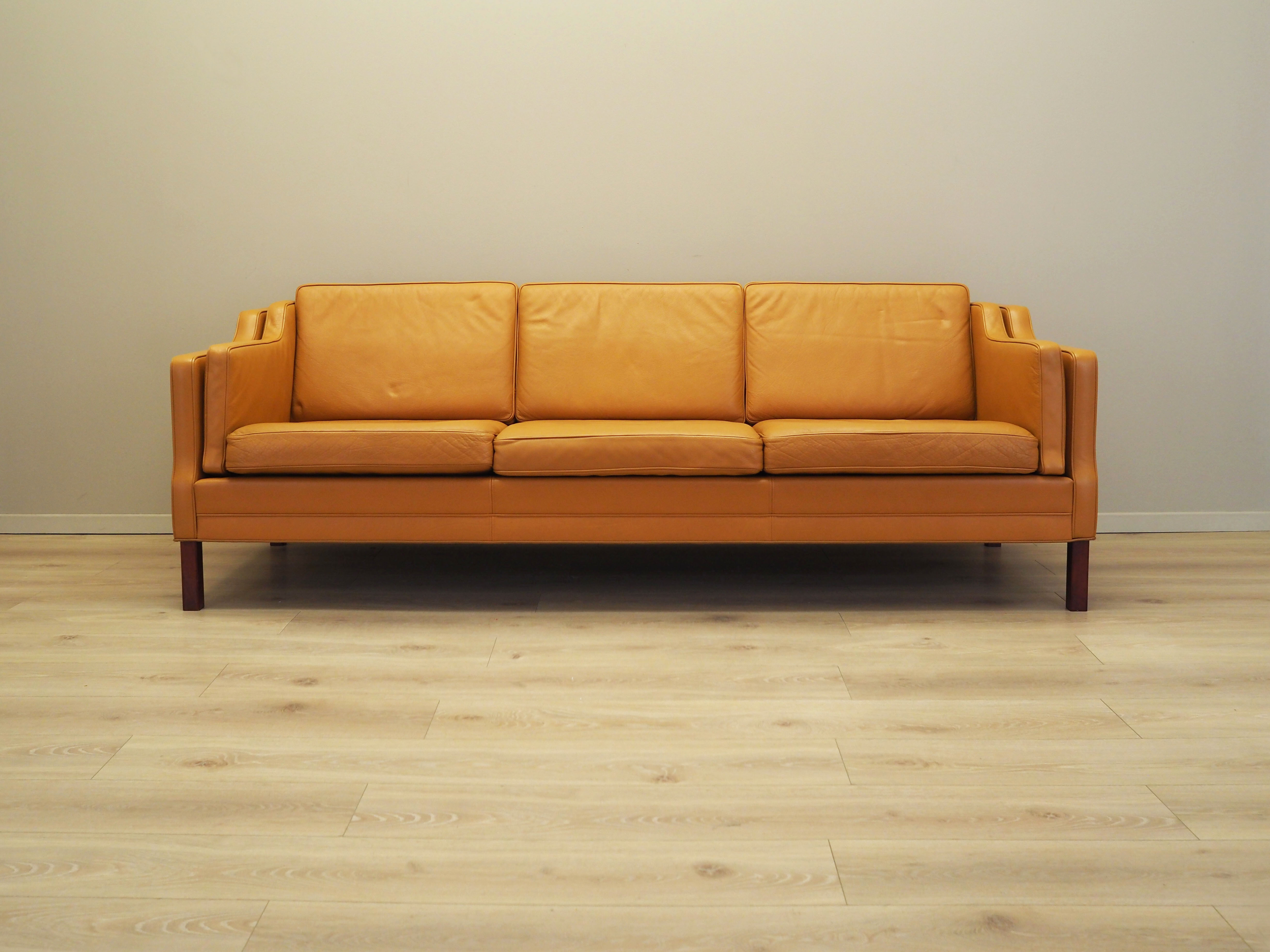 Sofa Leder Orange 1970er Jahre