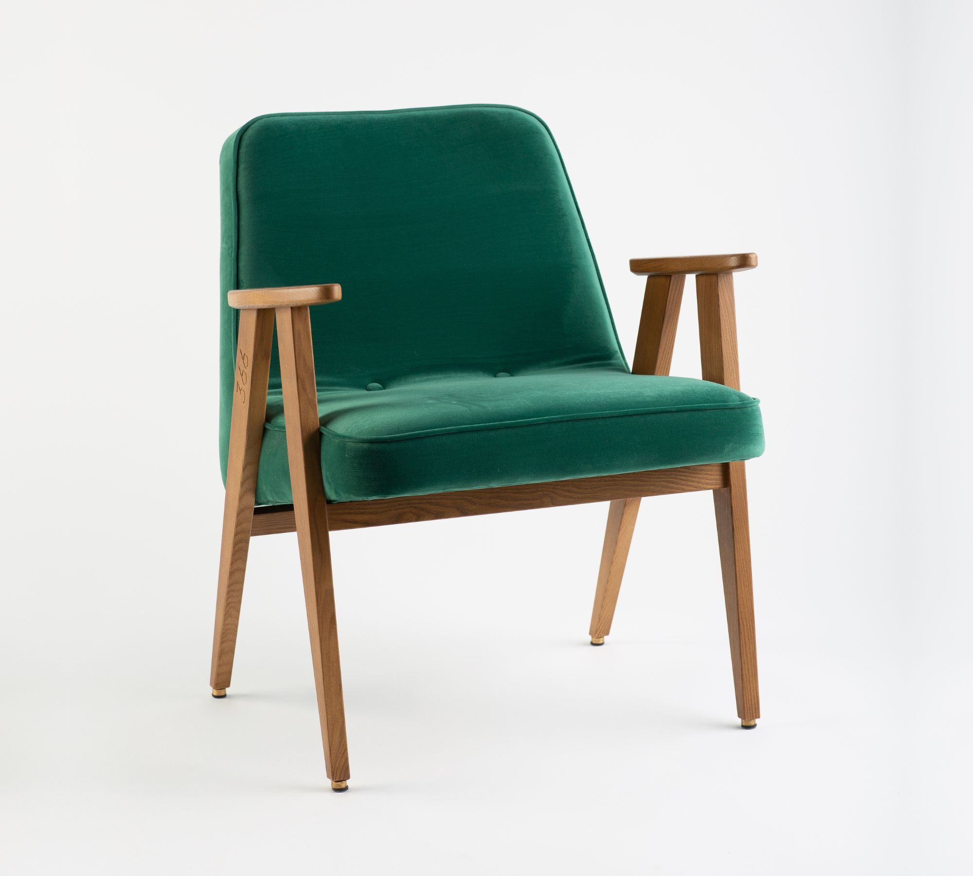 366 Sessel Holz Samt Flaschengrün