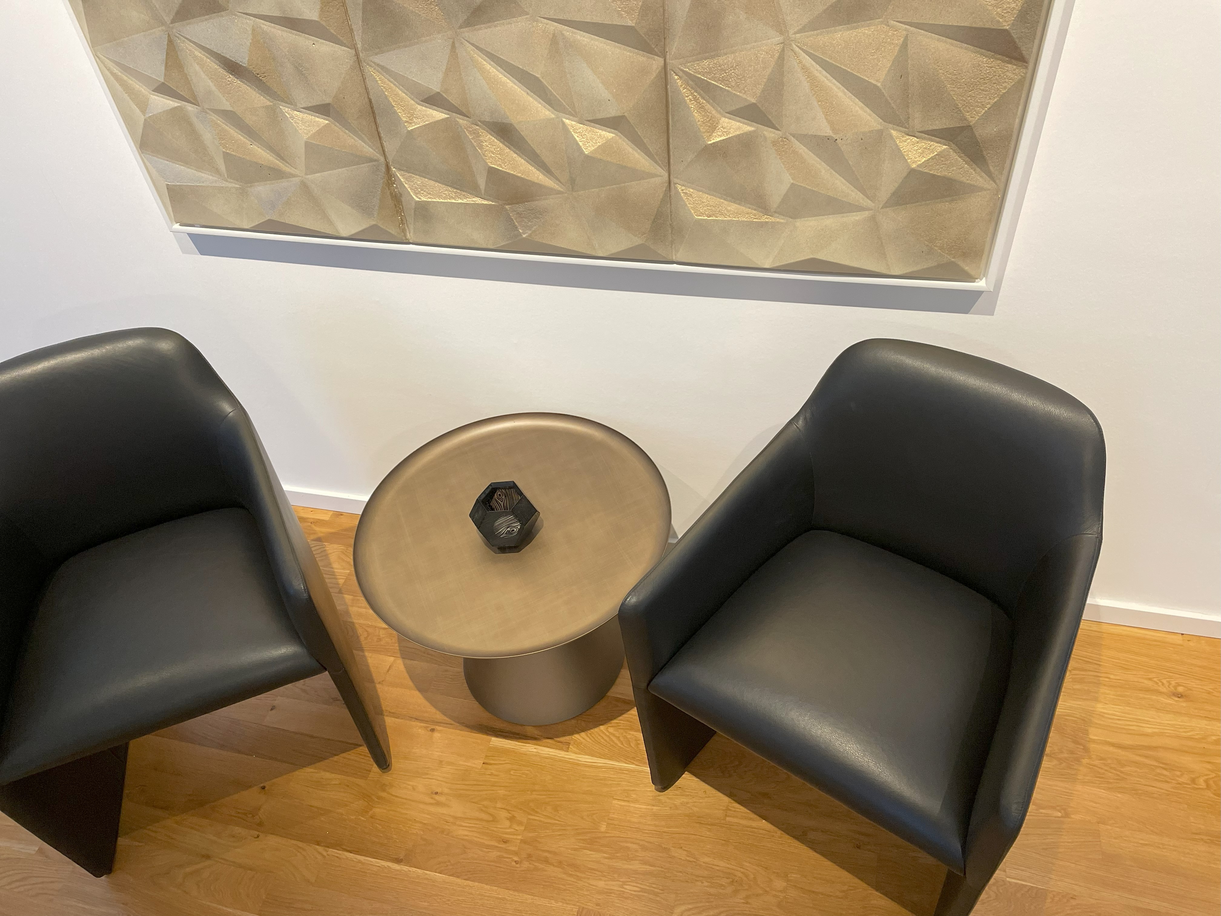 2x 525 Foster Walter Knoll Armchair with Armrests Leather Black