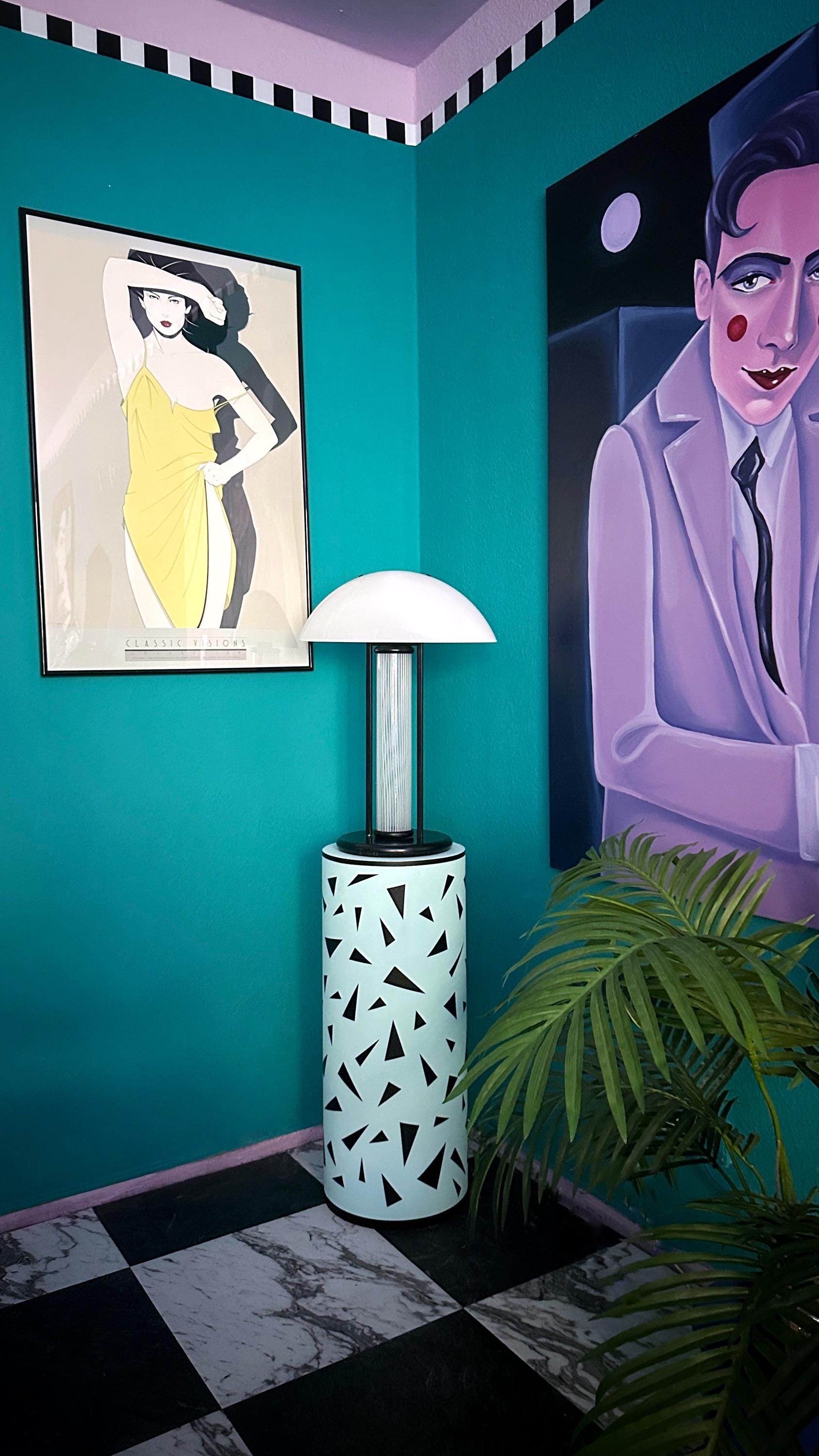 Vintage Bruno Gecchelin Table Lamp White 1980s