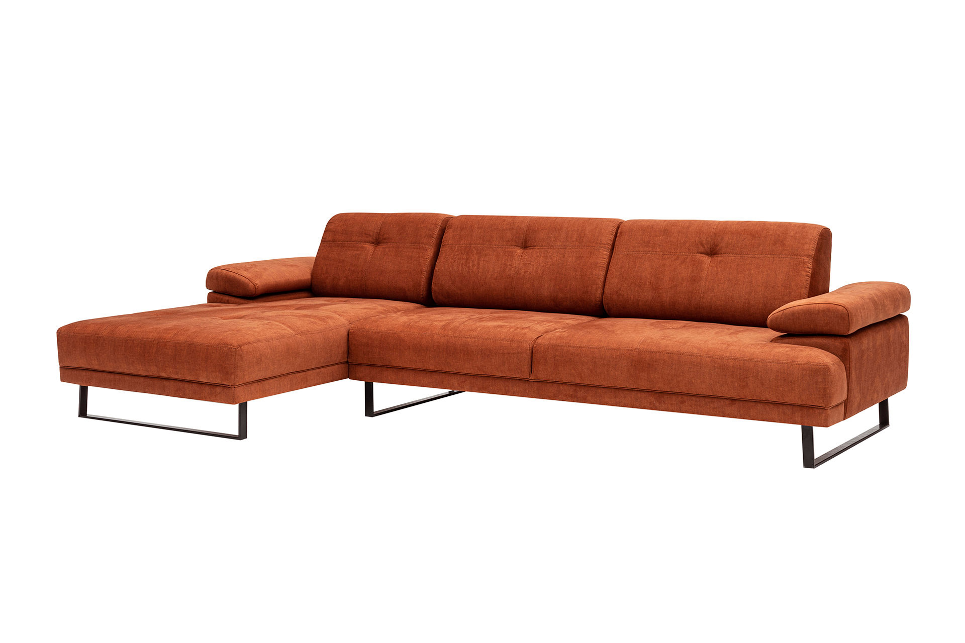 Sofa Récamiere Links Klein Polyester Holz Orange