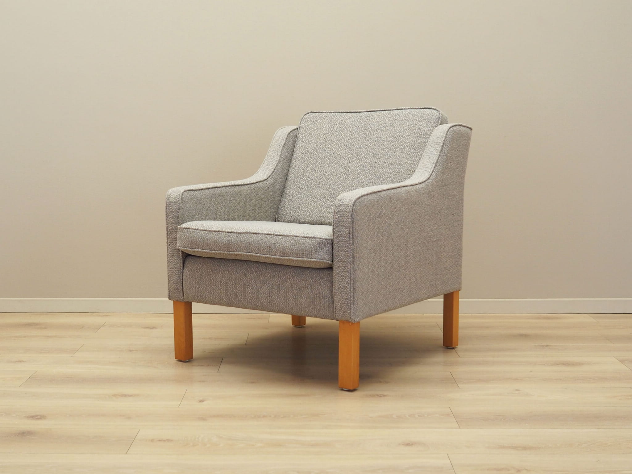 Vintage armchair beech wood textile grey 1970s