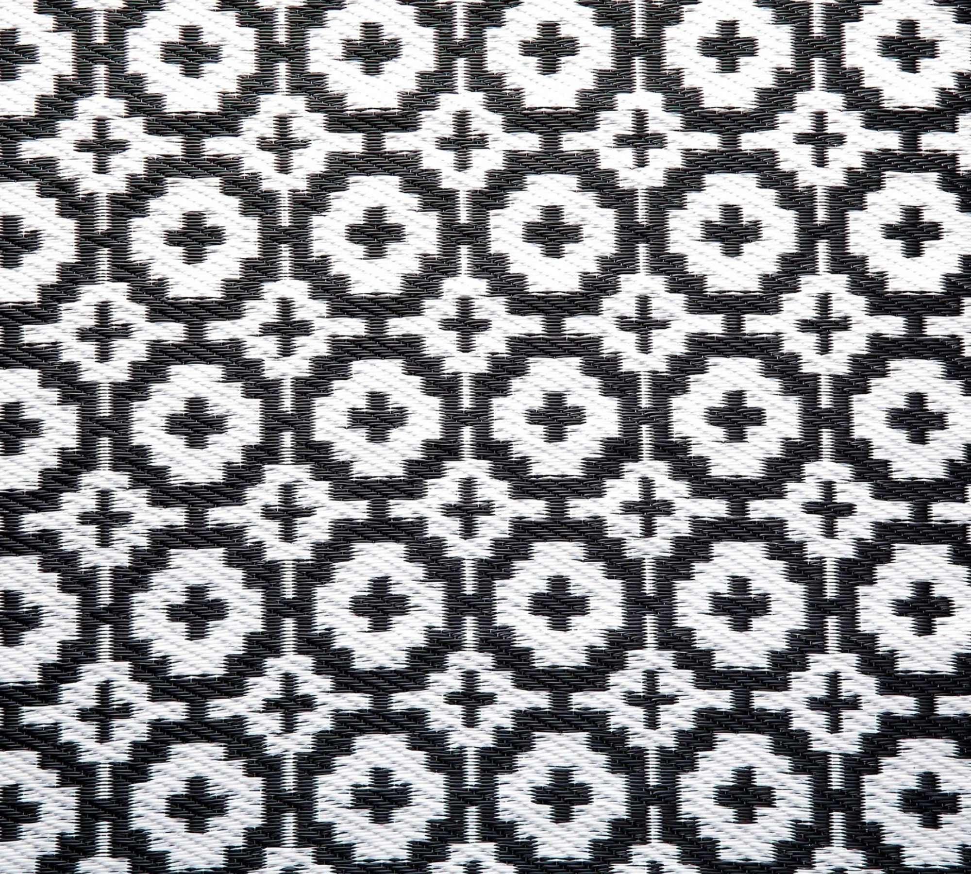 Outdoorteppich Ethno-Muster Schwarz/Weiß 100 x 150 cm