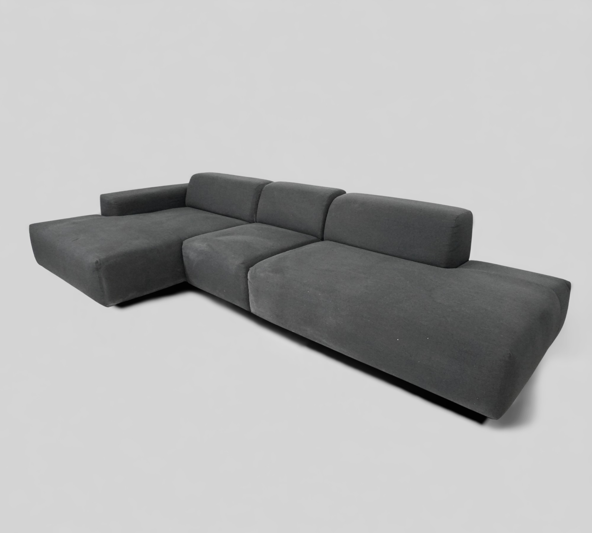 Pyllow Ecksofa mit 2 Récamieren Feingewebe Schwarz