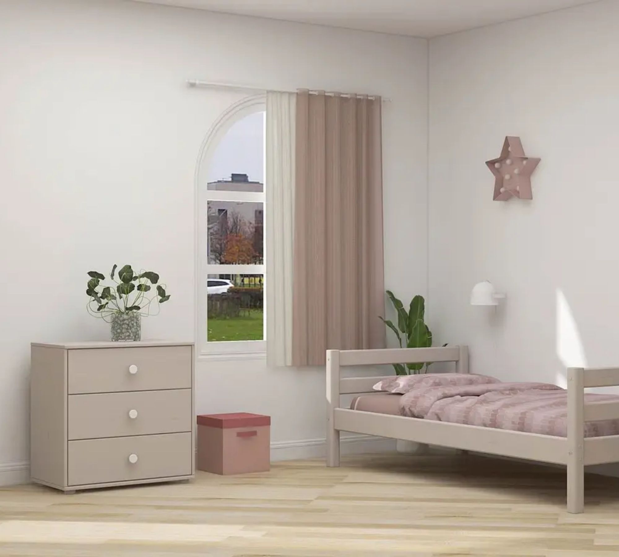 Kommode mit 3 Schubladen Holz Taupe