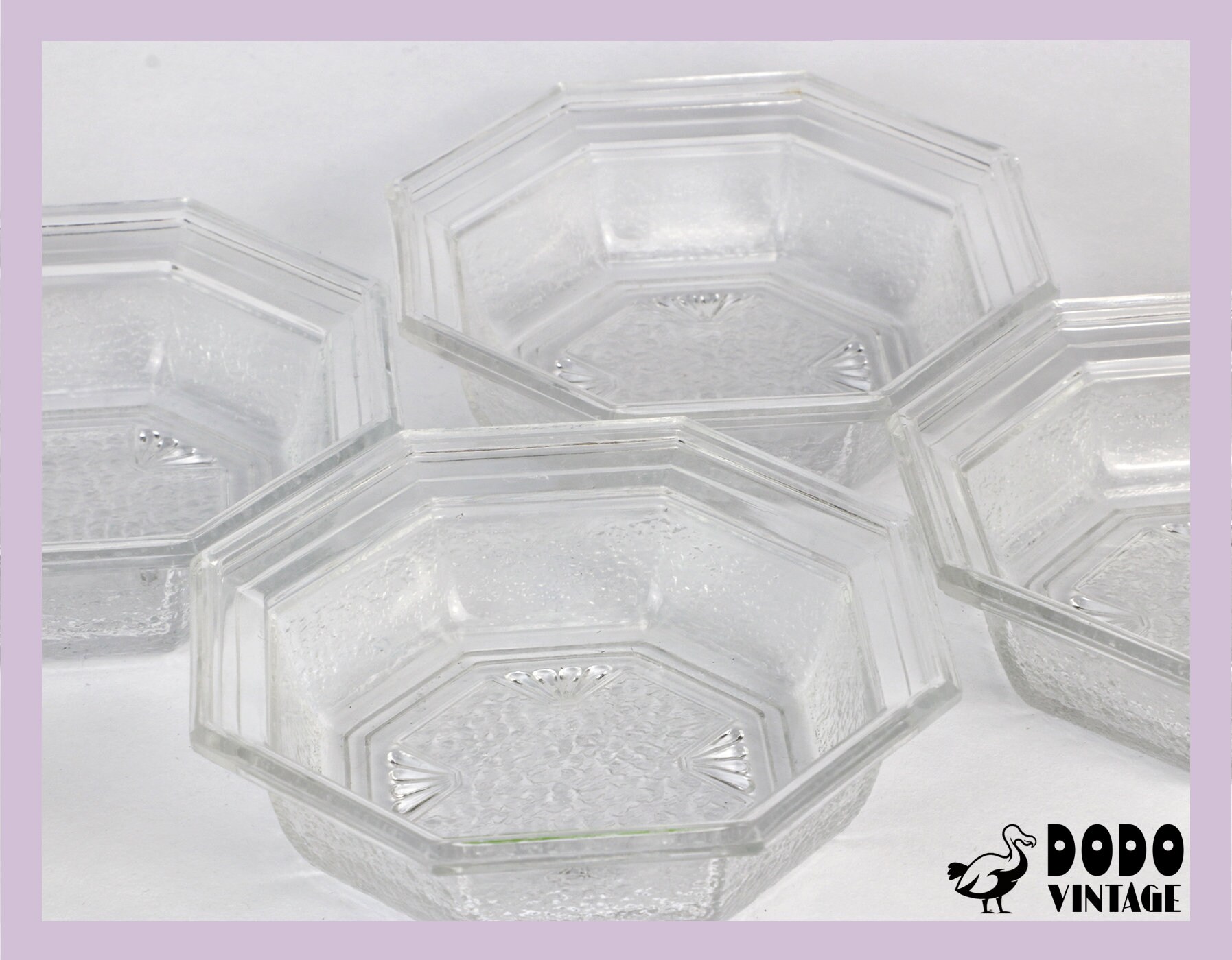 5x Vintage Art Deco Revival Schale Bleikristall 1960er Jahre
