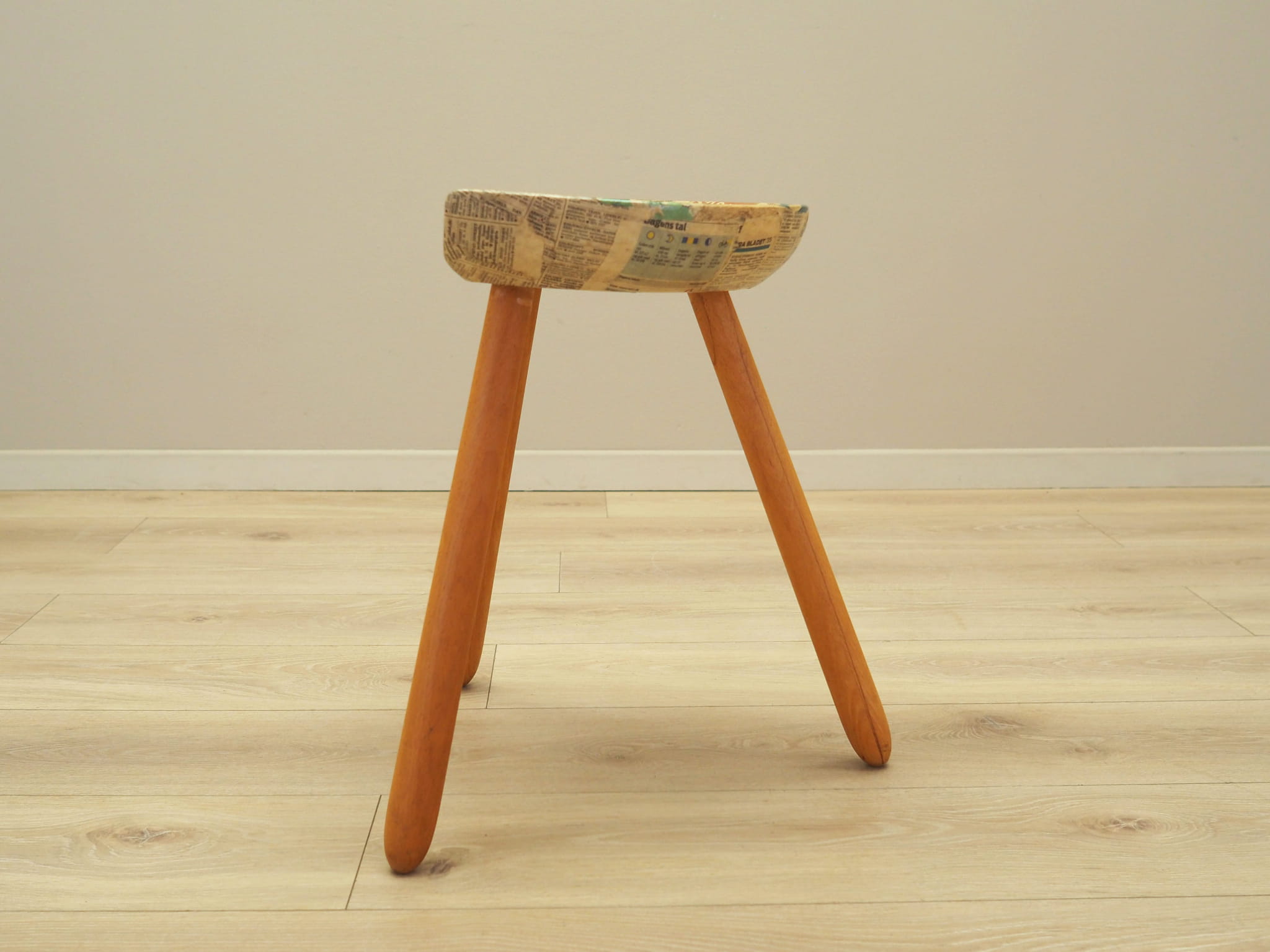 Vintage stool wood brown 1950s