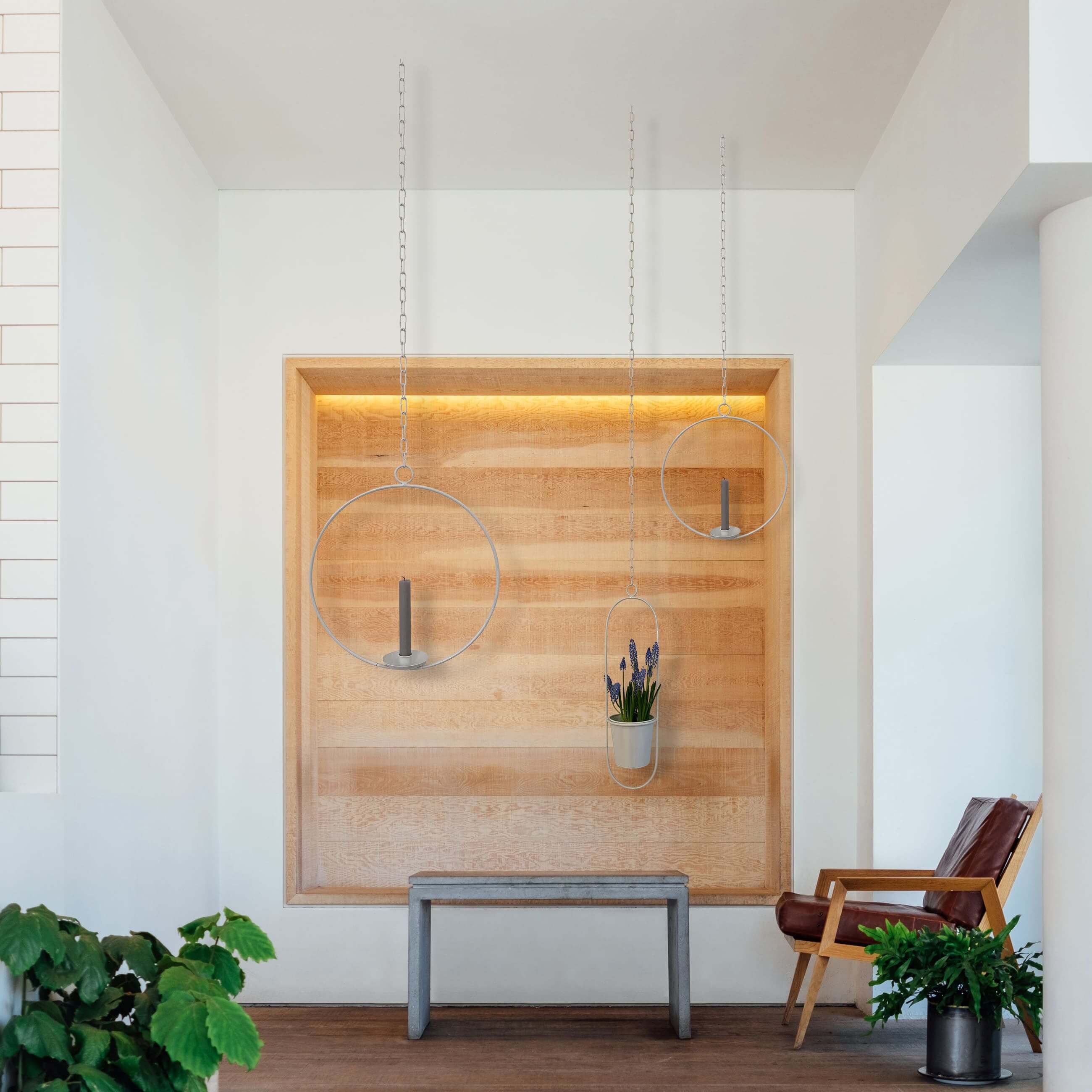 Hanging pot Metal Oval White