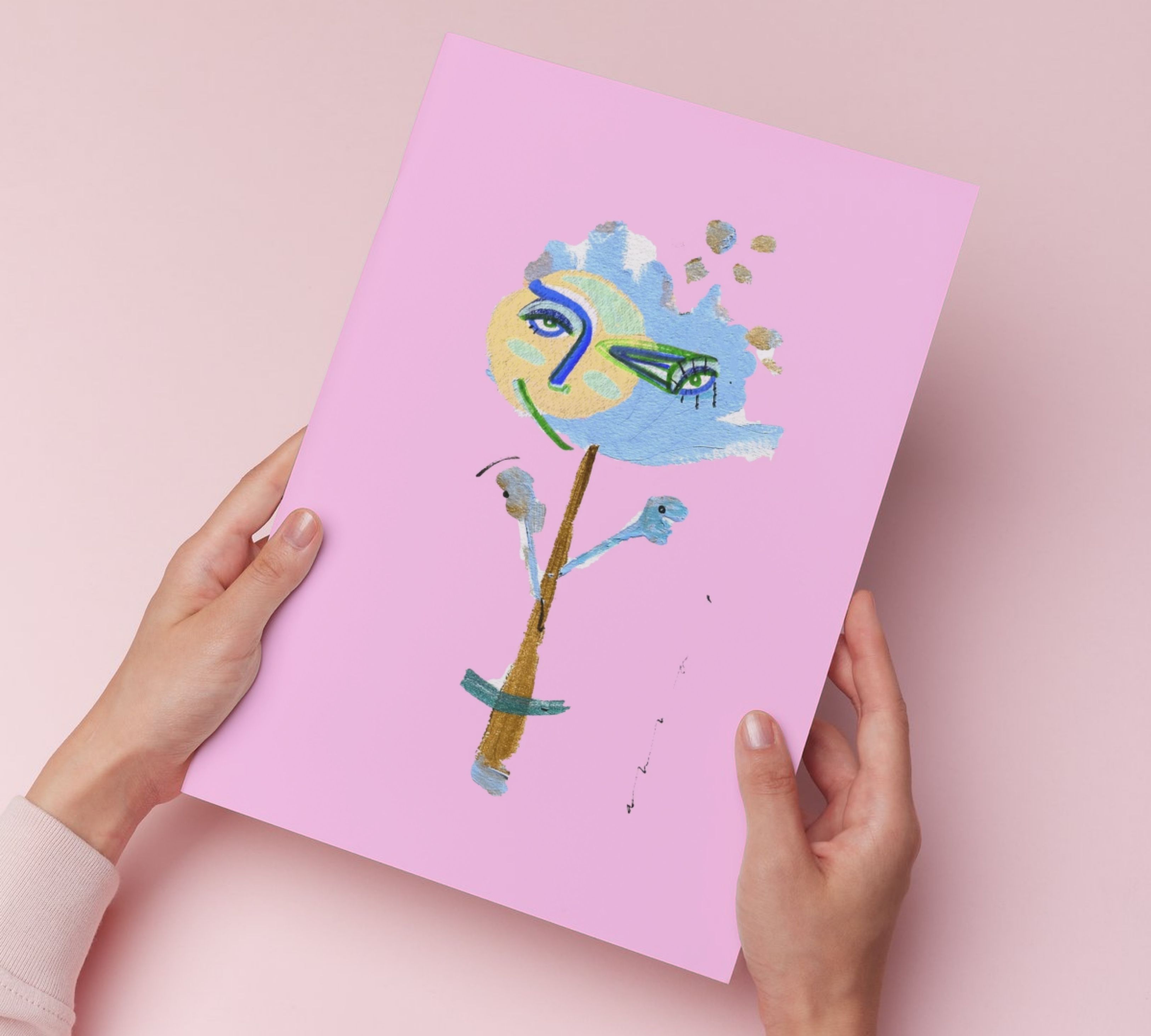 Lluna Flower blau Kunstdruck Mehrfarbig