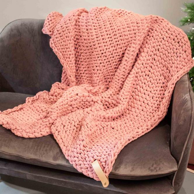 Juna Chunky Knit Decke Grobstrick Textil Rosa